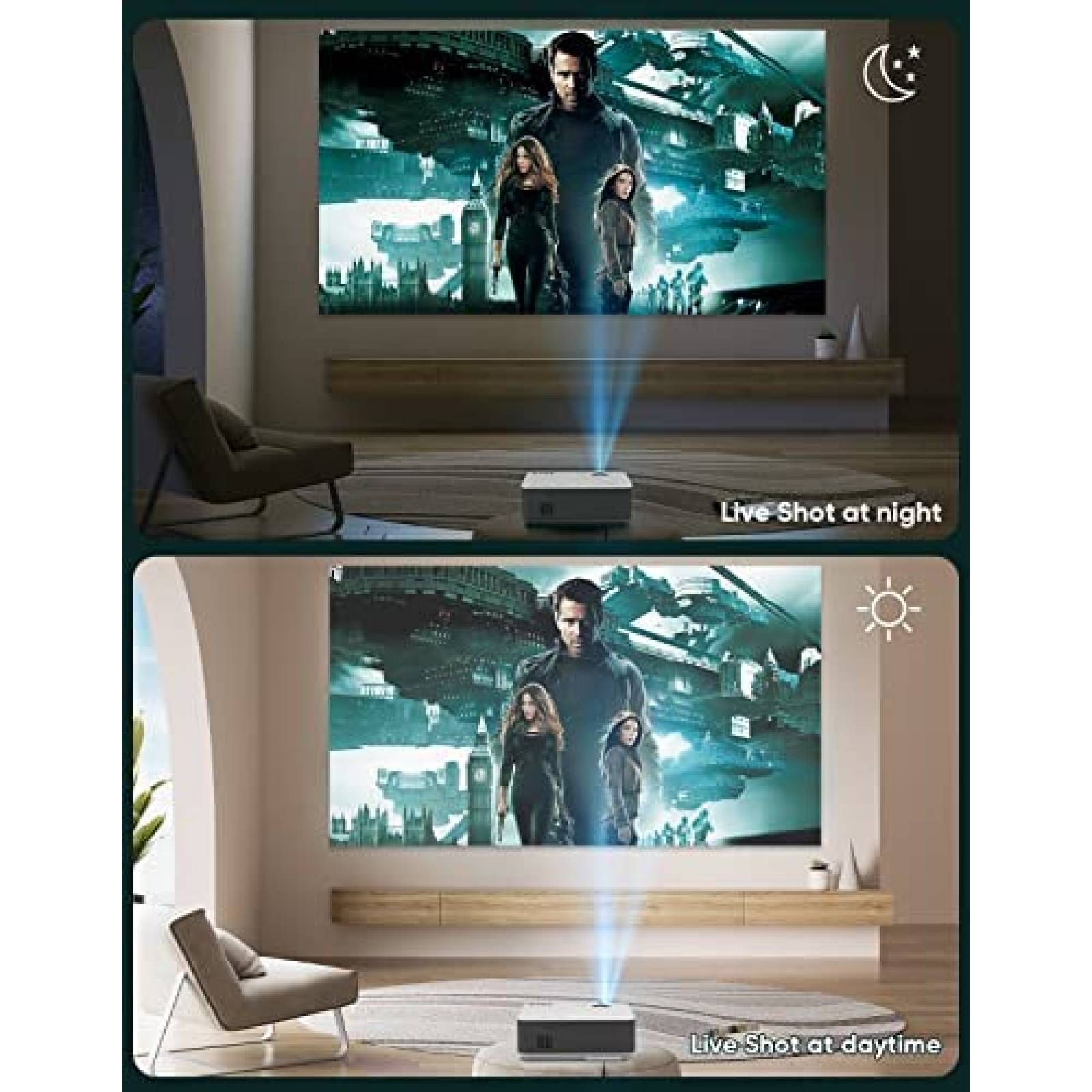 Proyector TMY 320 ANSI 12000 Lumenes 4K 1080p WiFi -Negro