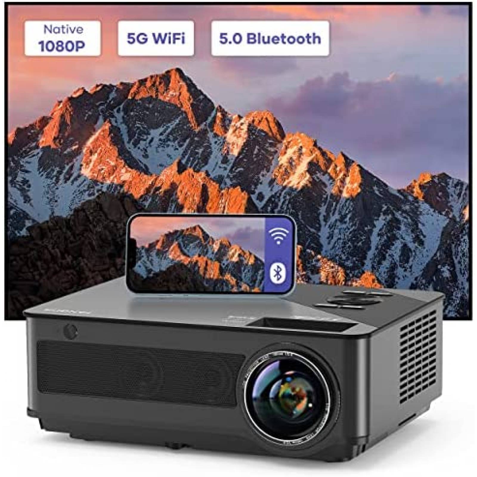 Proyector Bluetooth WiFi 5G, Native1080P HD 13000L Mini proyector