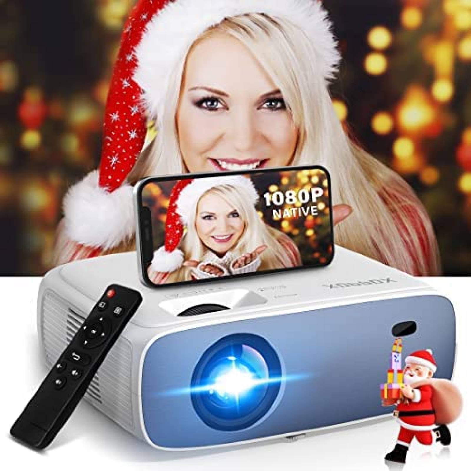 Proyector De Video XOPPOX Portable 1080P 300ANSI -Blanco