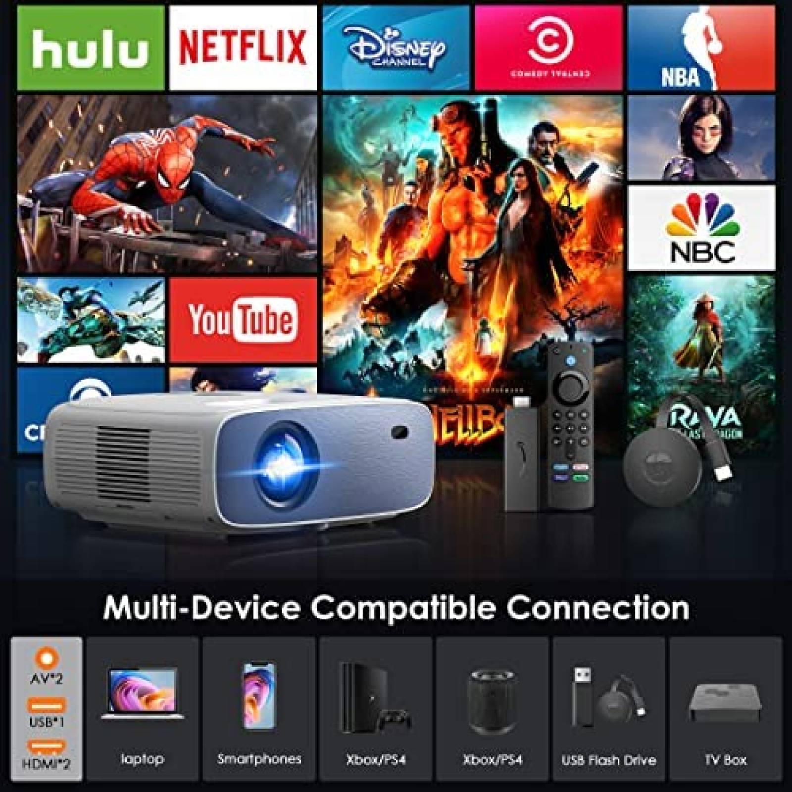 Proyector De Video XOPPOX Portable 1080P 300ANSI -Blanco