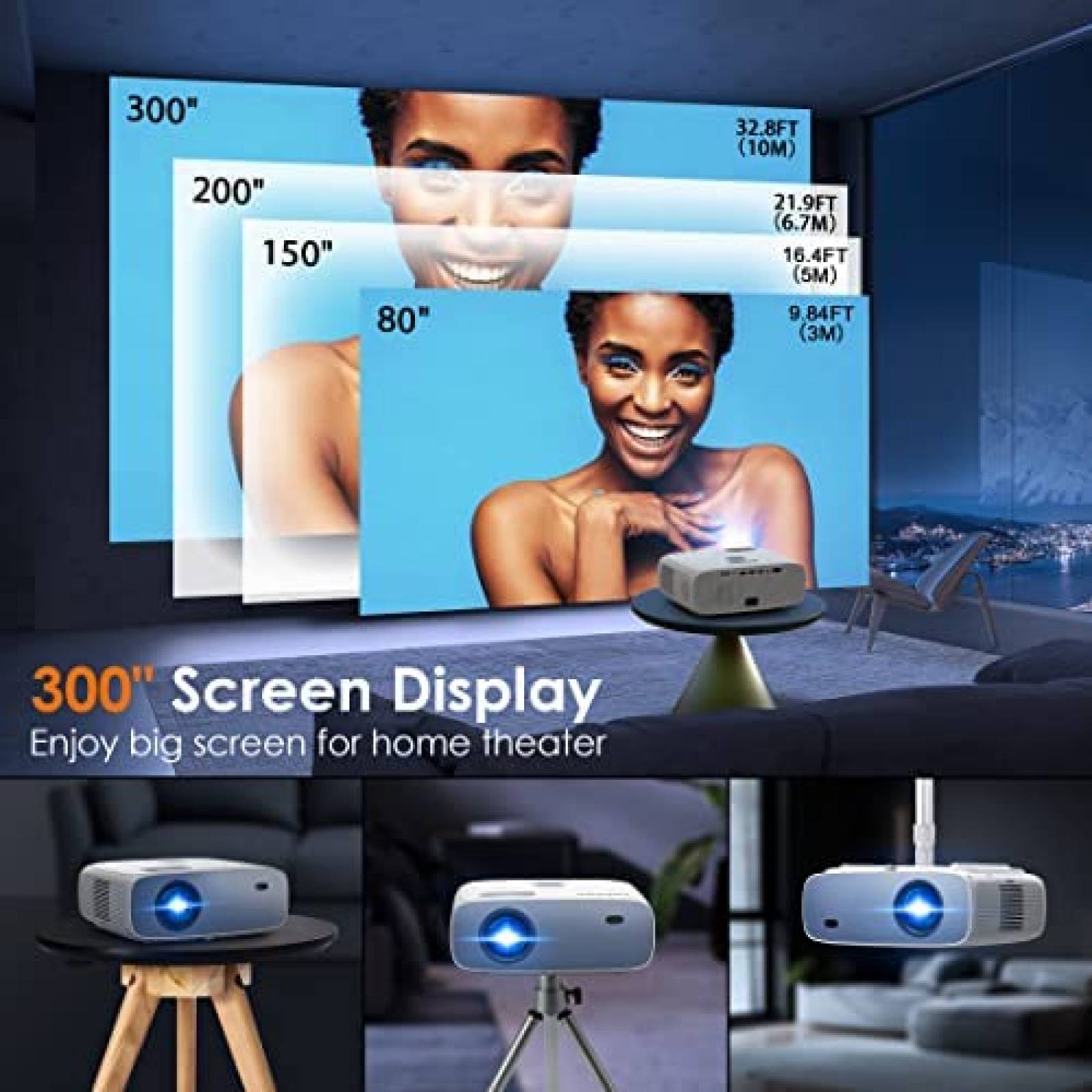 Proyector De Video XOPPOX Portable 1080P 300ANSI -Blanco