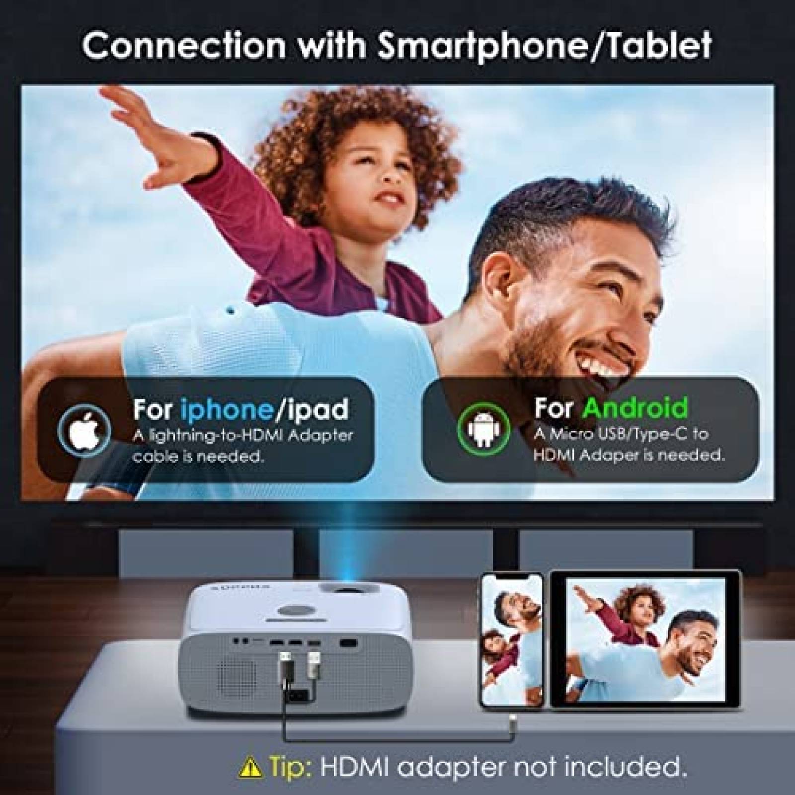 Proyector De Video XOPPOX Portable 1080P 300ANSI -Blanco