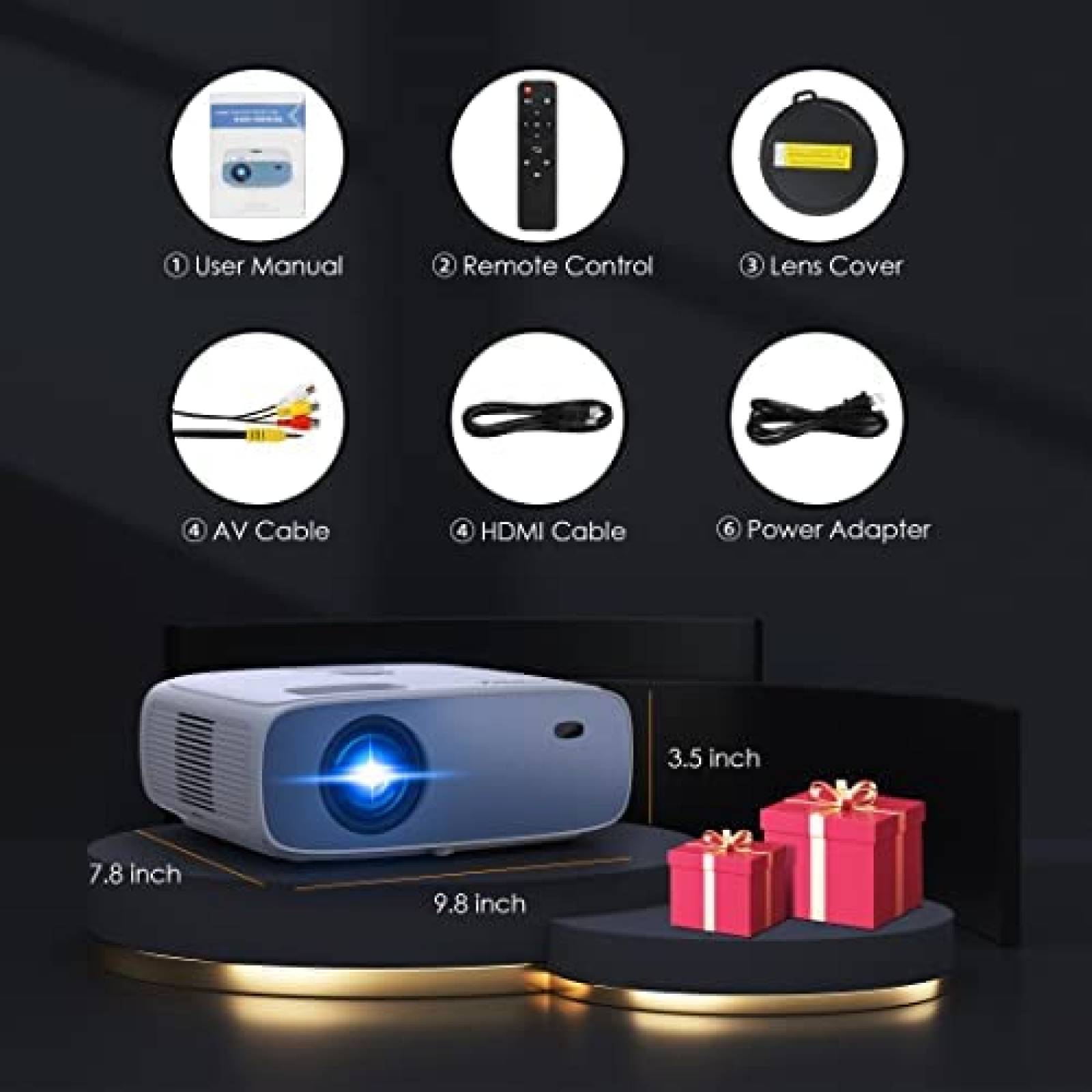 Proyector De Video XOPPOX Portable 1080P 300ANSI -Blanco