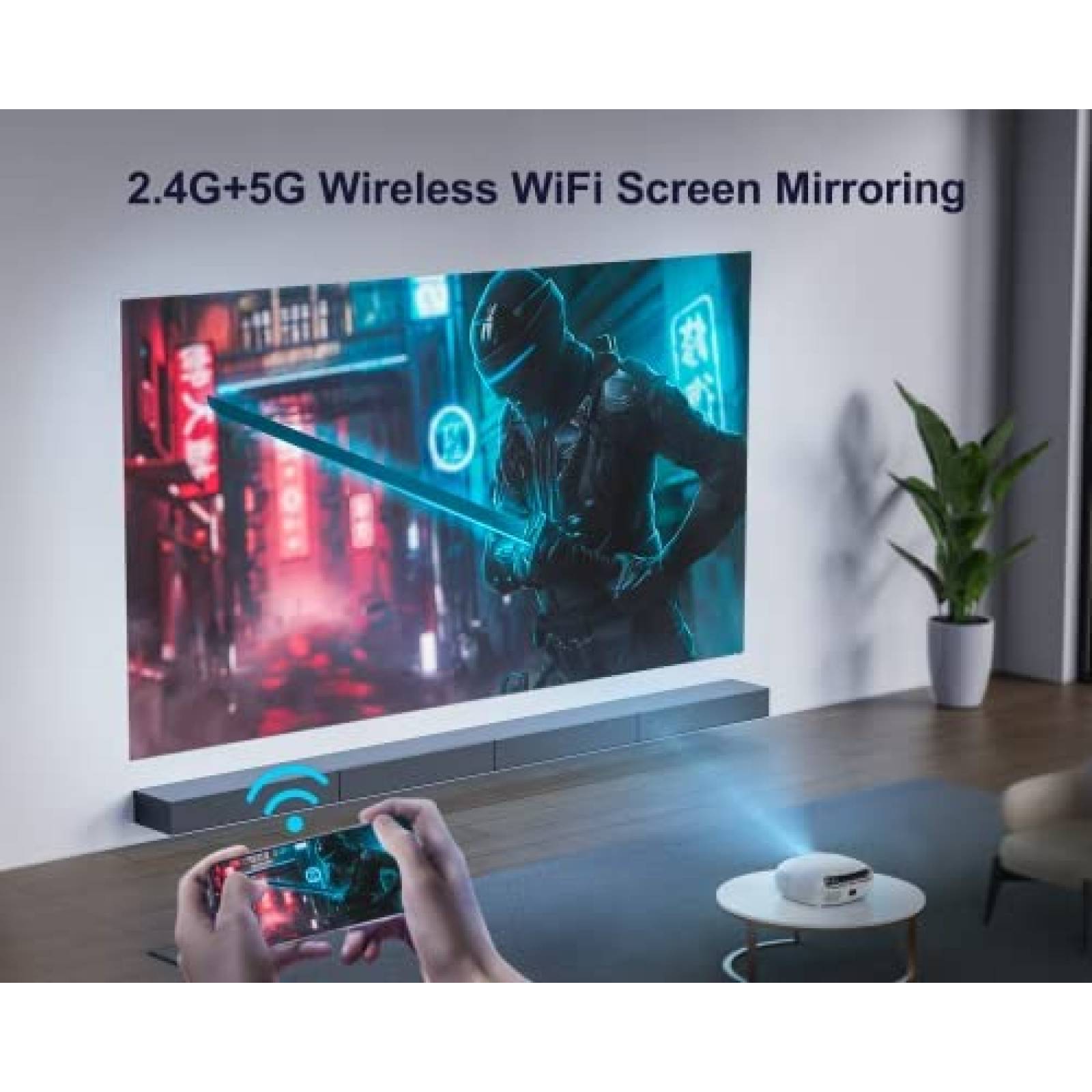 Proyector WiMiUS 4K WiFi Bluetooth 5.2 1080p 500'' -Blanco