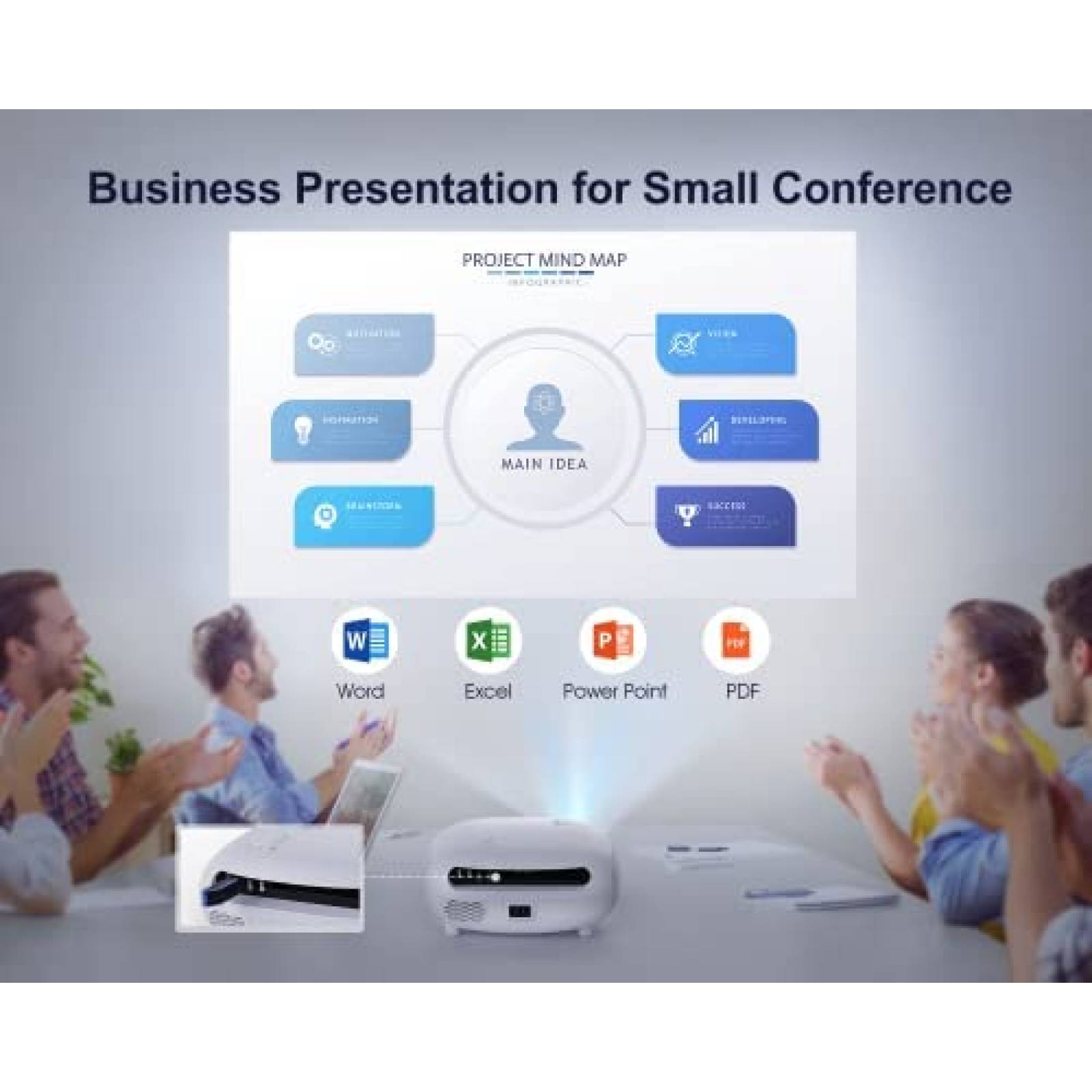 Proyector WiMiUS 4K WiFi Bluetooth 5.2 1080p 500'' -Blanco