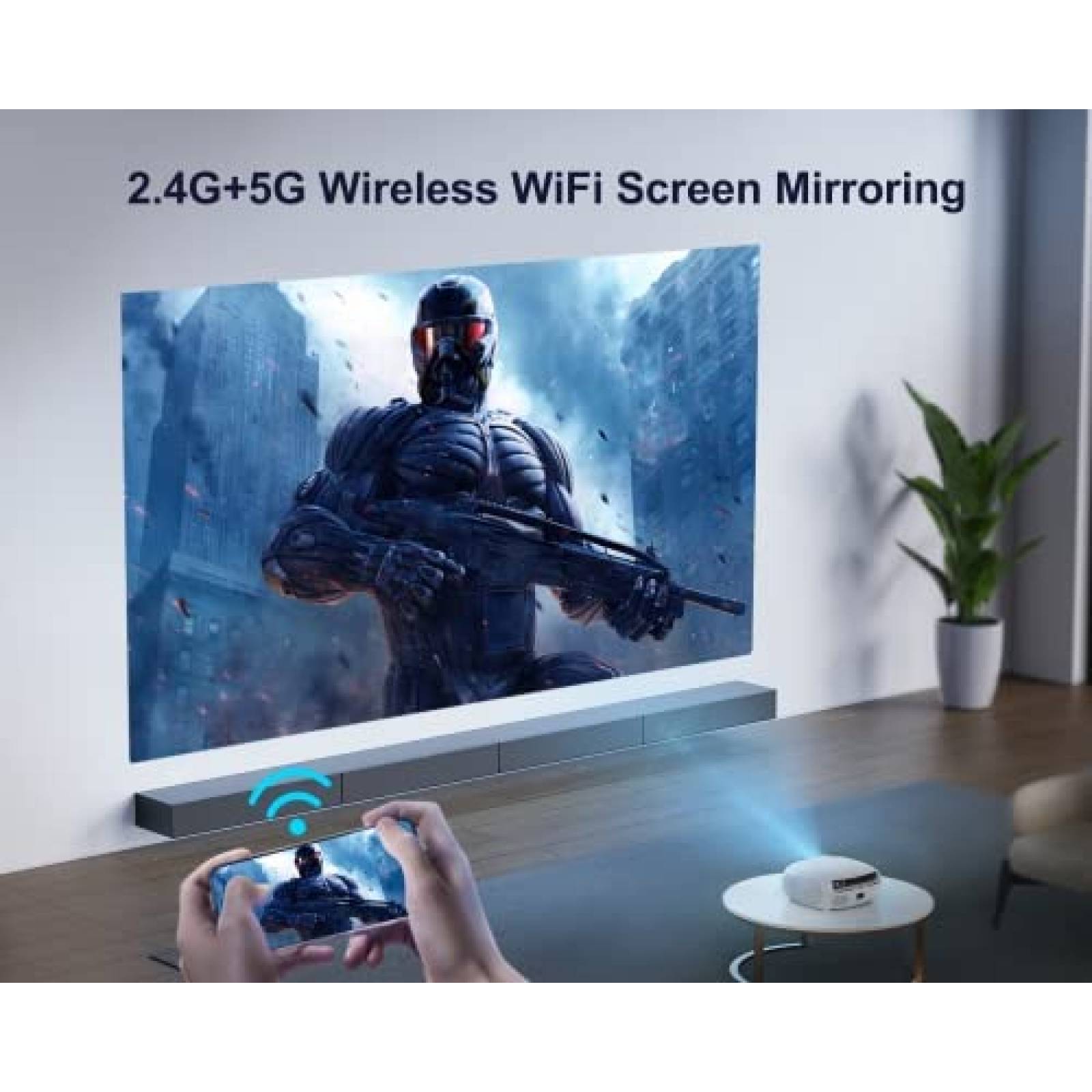 Proyector WiMiUS 4K WiFi Bluetooth 5.2 1080p 500'' -Blanco