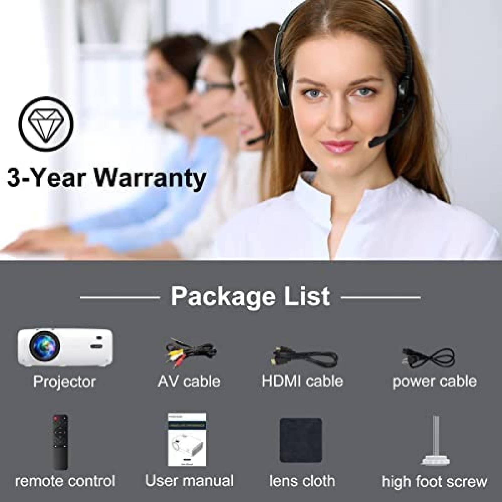 Proyector De Video VILINICE Portable 1080P HDMI USB -Blanco