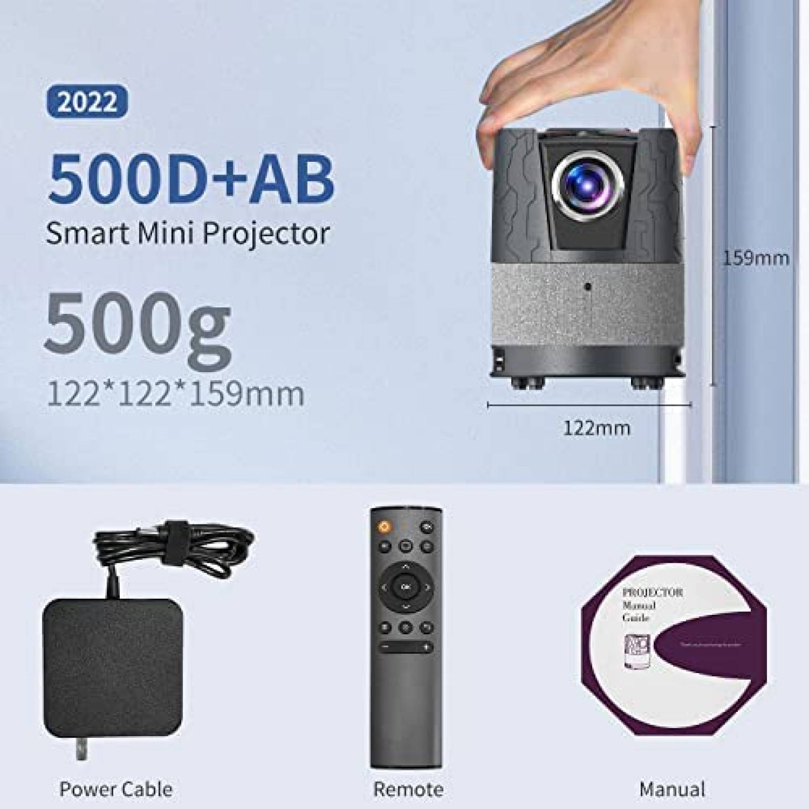 Proyector ZCGIOBN 6000 Lumenes 1080p 4K WiFi -Negro