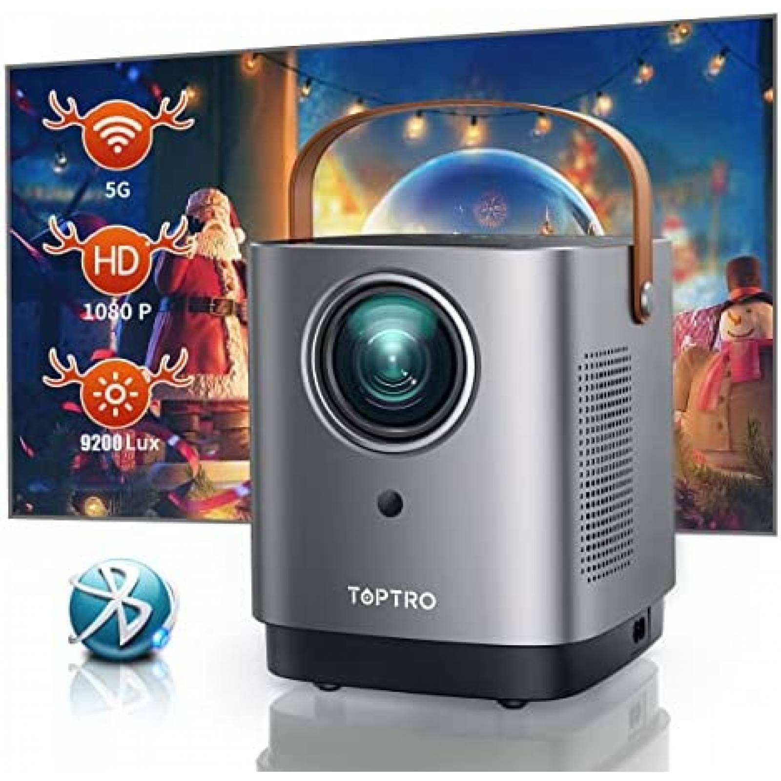 Mini Proyector TOPTRO TR23 9200 Lumenes 1080p WiFi -Gris