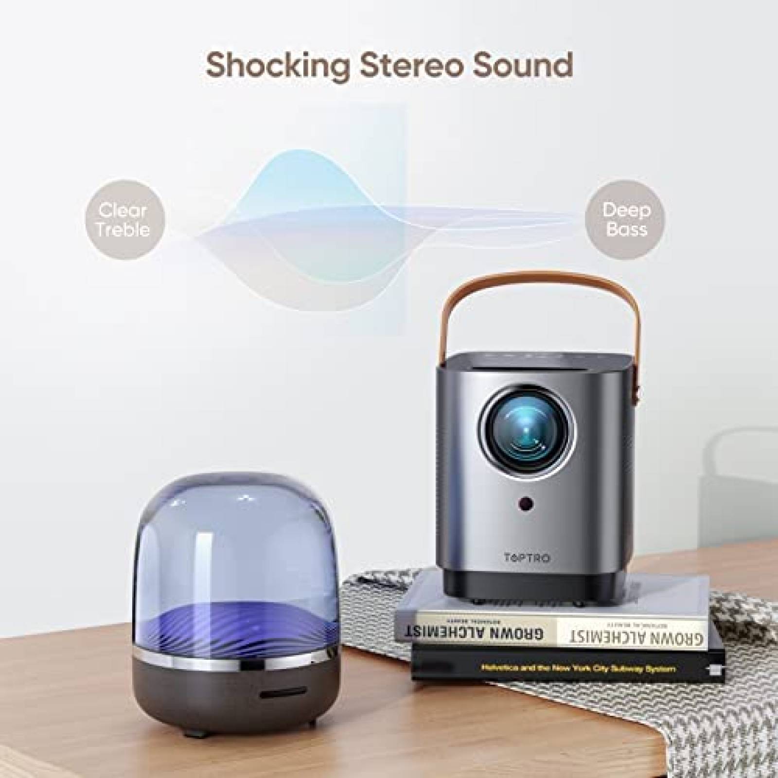 Mini Proyector TOPTRO TR23 9200 Lumenes 1080p WiFi -Gris