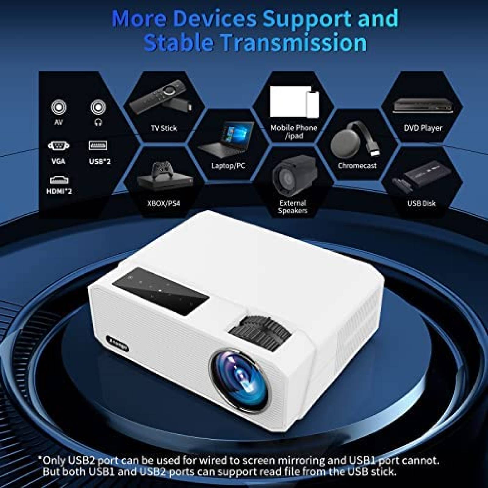 Proyector De Video XNOOGO Portable 1080P Bluetooth -Blanco