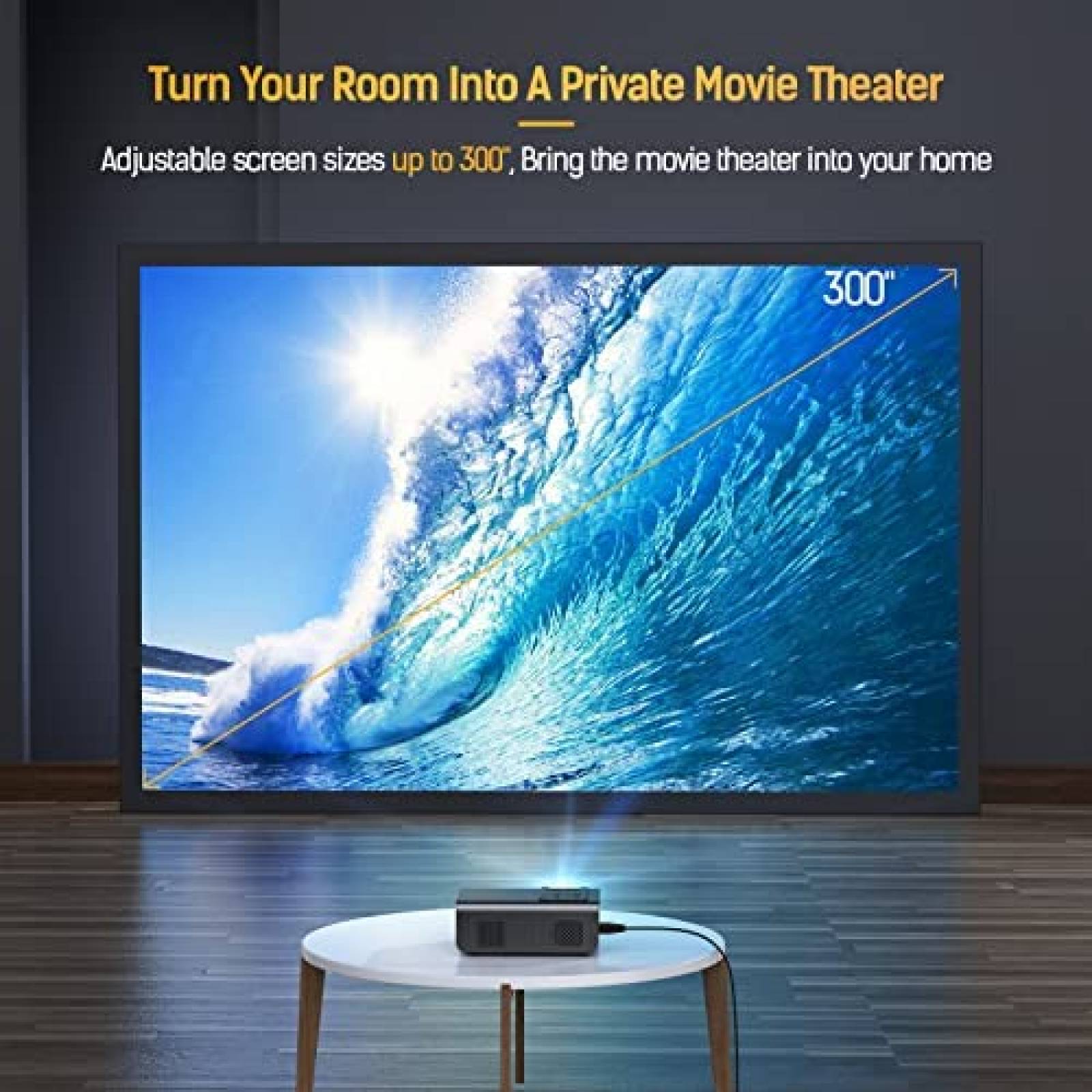 Proyector SMONET 9500 Lumenes 1080p 4K WiFi Bluetooth -Negro