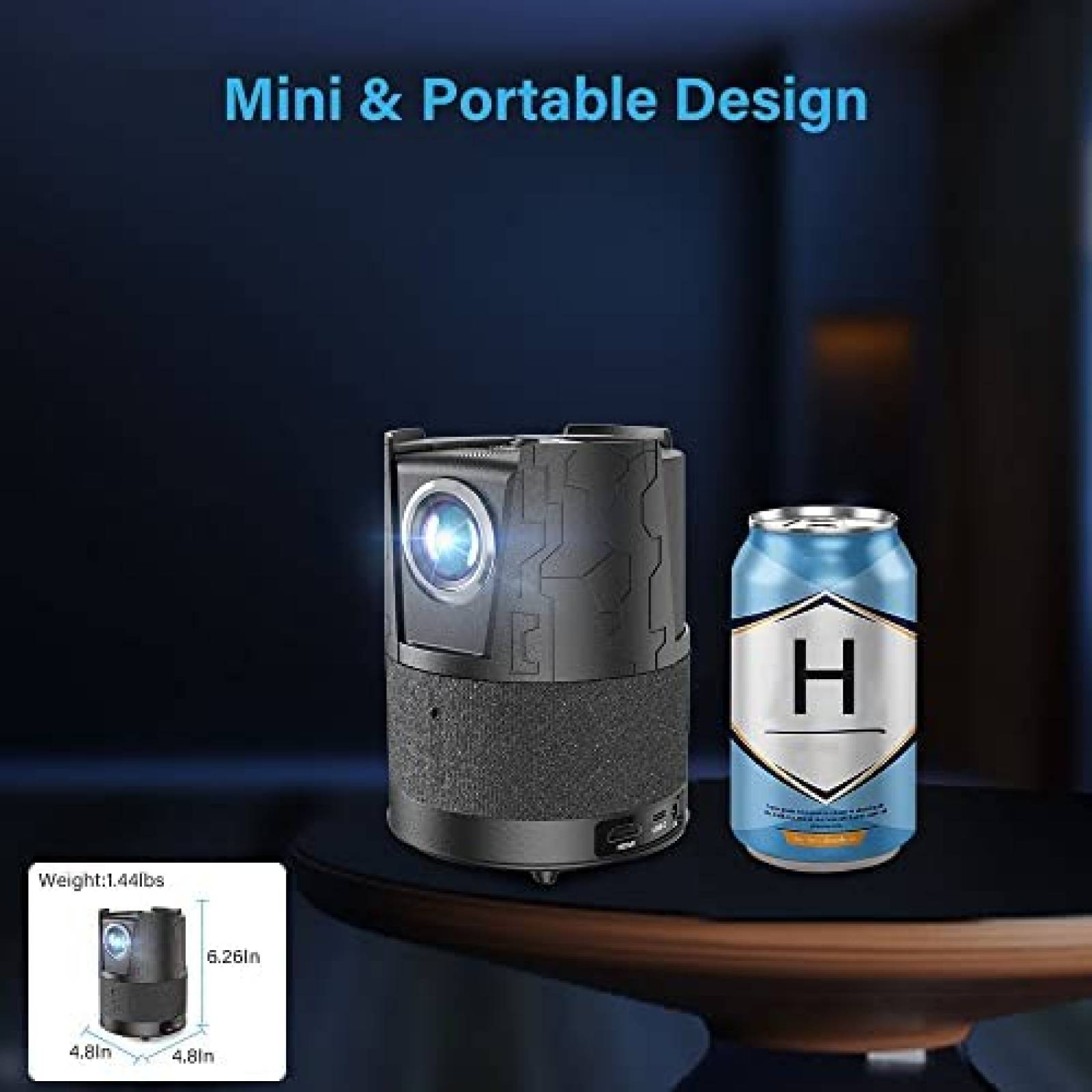 Proyector CAIWEI 6000 Lumenes 4K 1080p WiFi Bluetooth -Negro