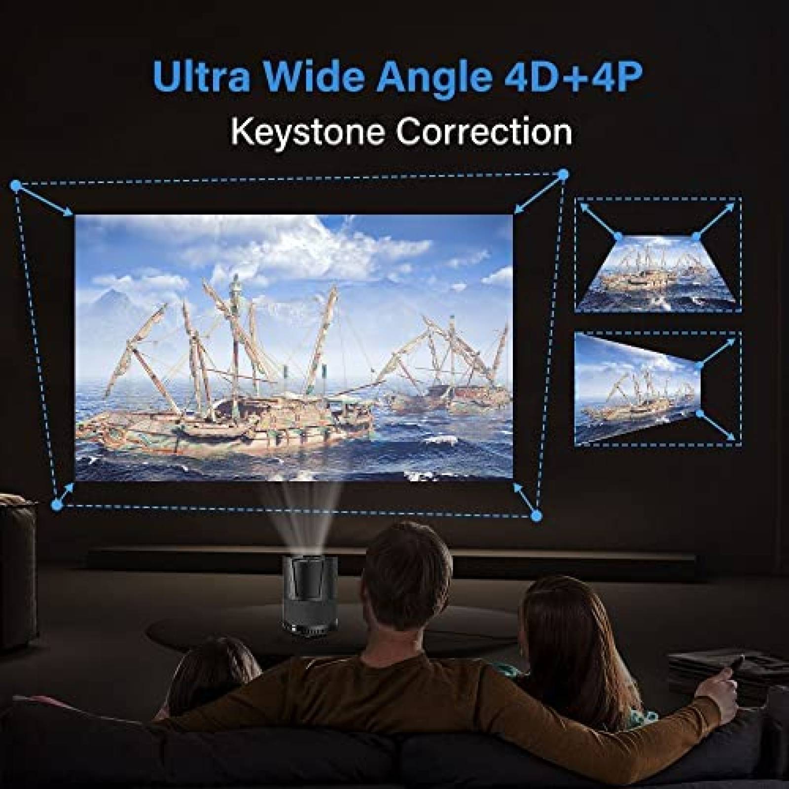 Proyector CAIWEI 6000 Lumenes 4K 1080p WiFi Bluetooth -Negro