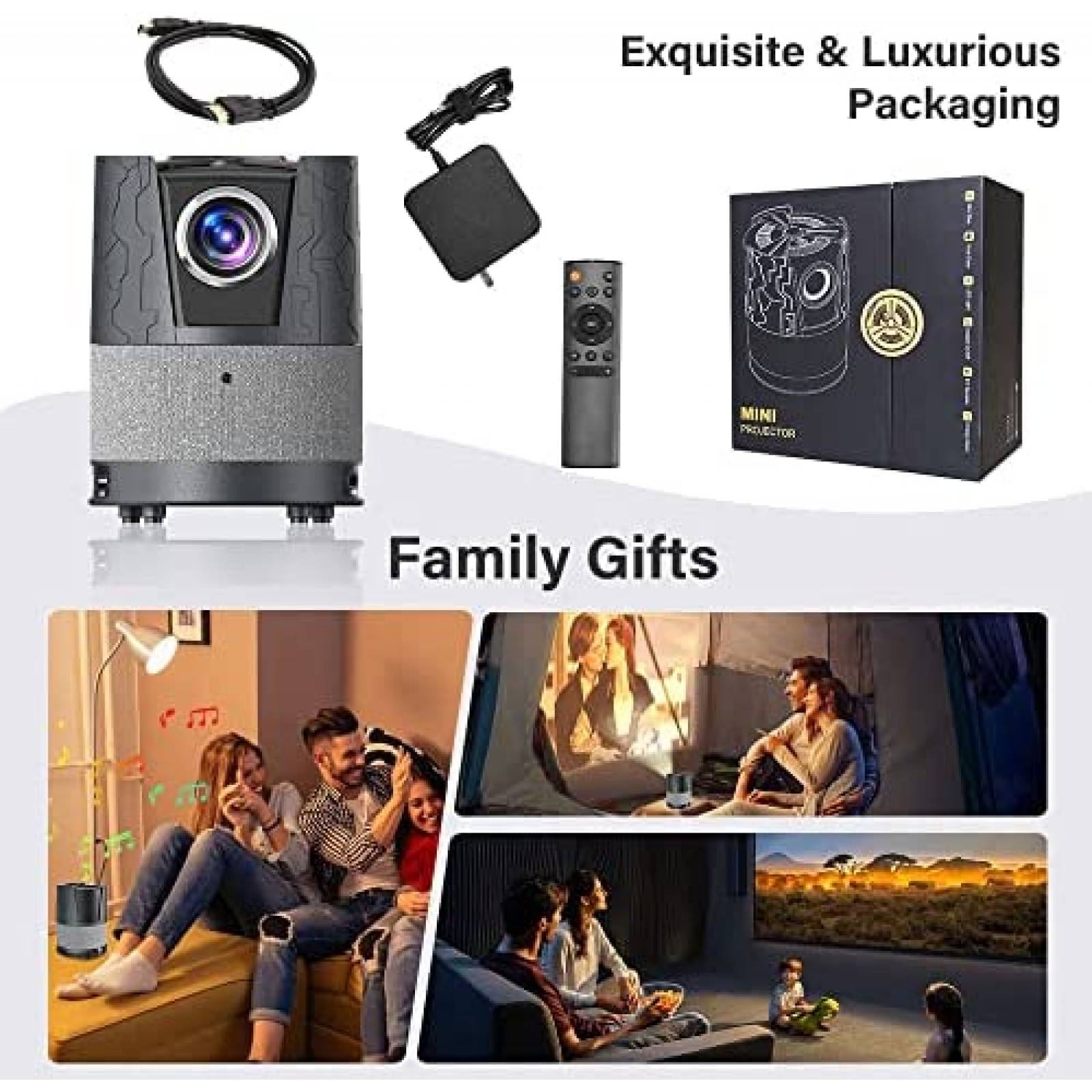 Proyector CAIWEI 6000 Lumenes 4K 1080p WiFi Bluetooth -Negro