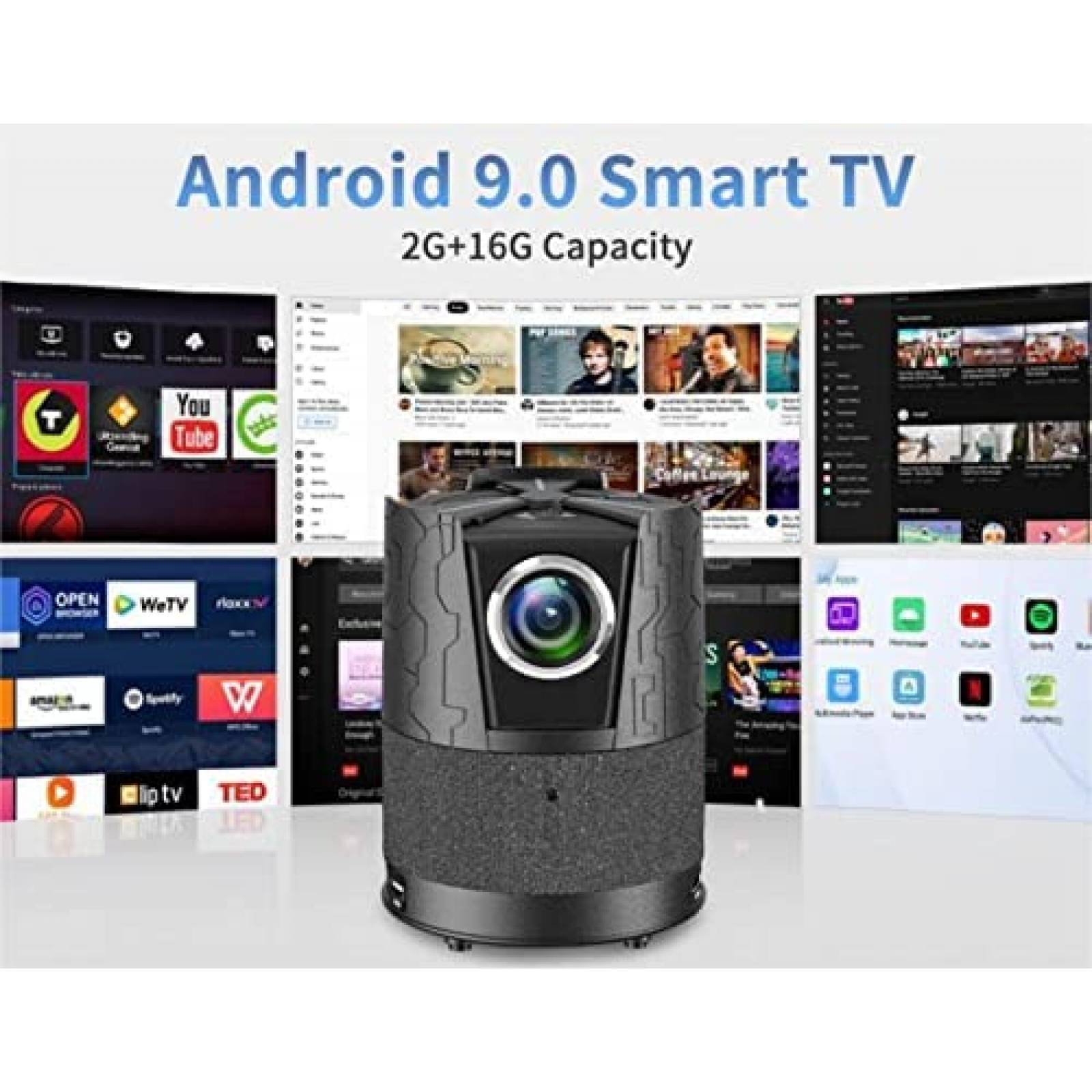 Mini Proyector EUG 4K WiFi FHD 1080p Inalambrico -Negro