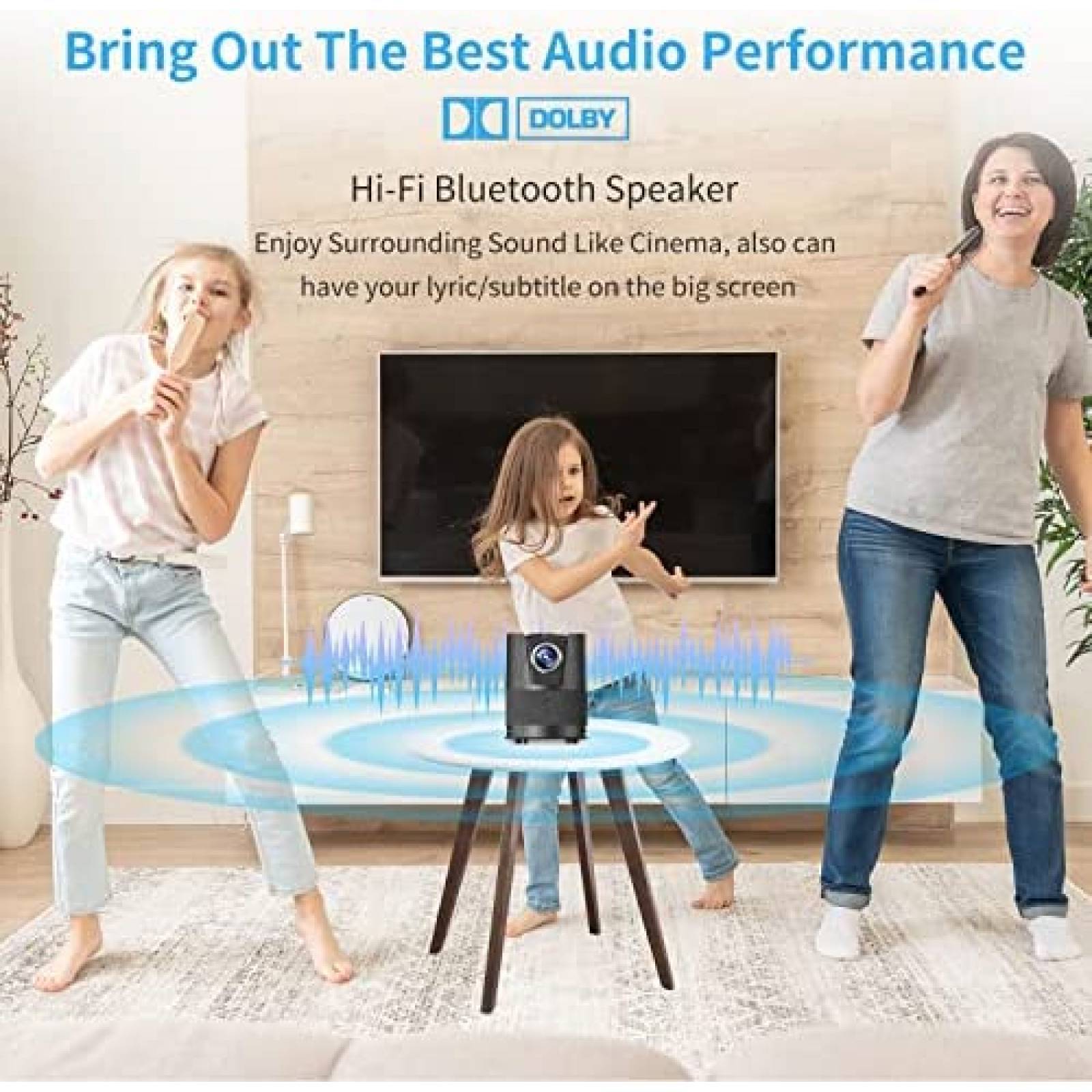 Mini Proyector EUG 4K WiFi FHD 1080p Inalambrico -Negro