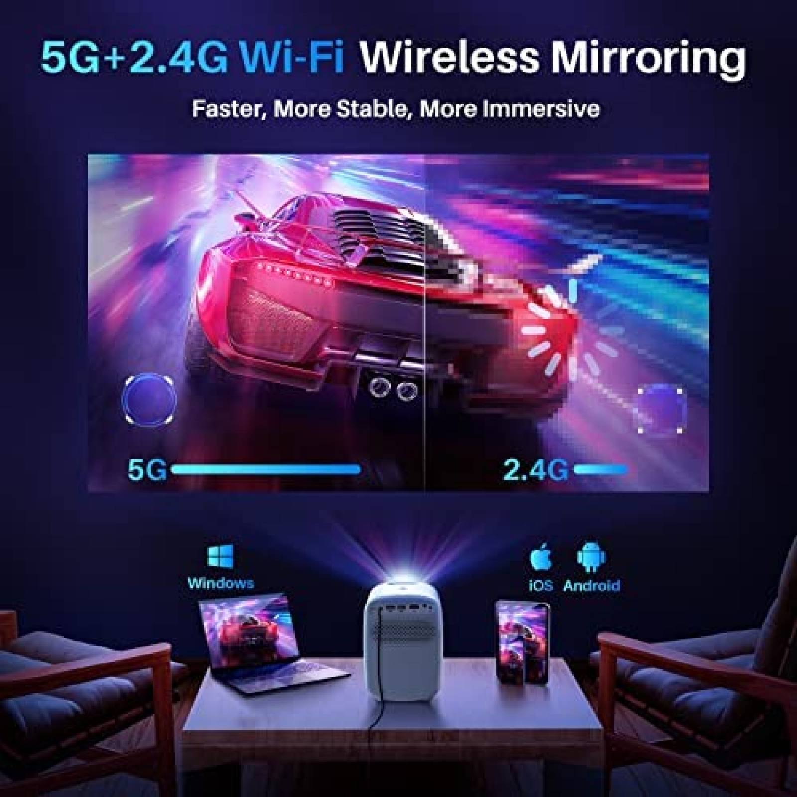 Proyector De Video MUDIX Portable 1080P 12500 Lumens -Blanco