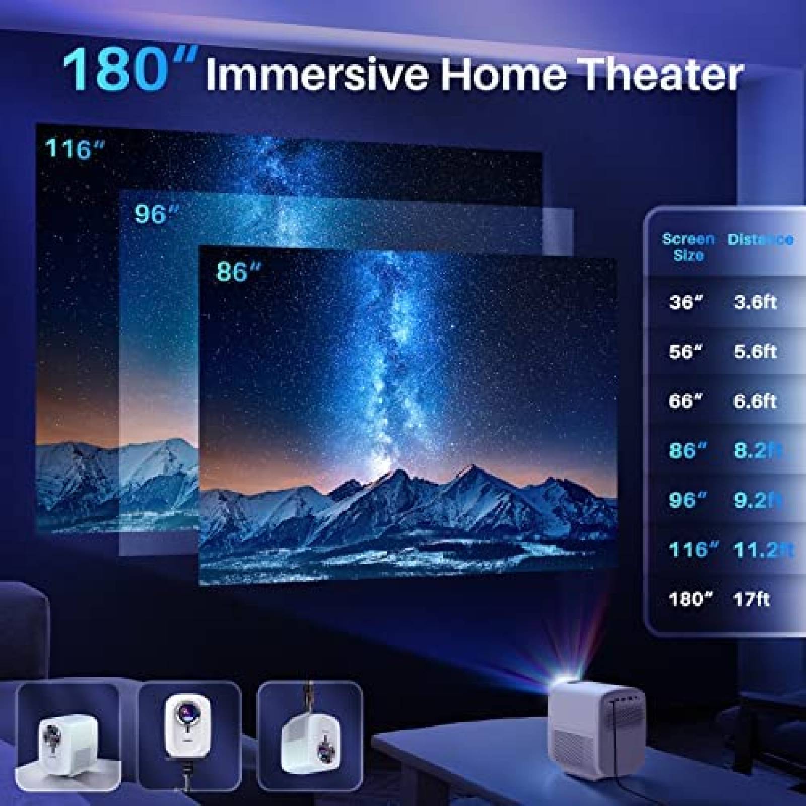 Proyector De Video MUDIX Portable 1080P 12500 Lumens -Blanco
