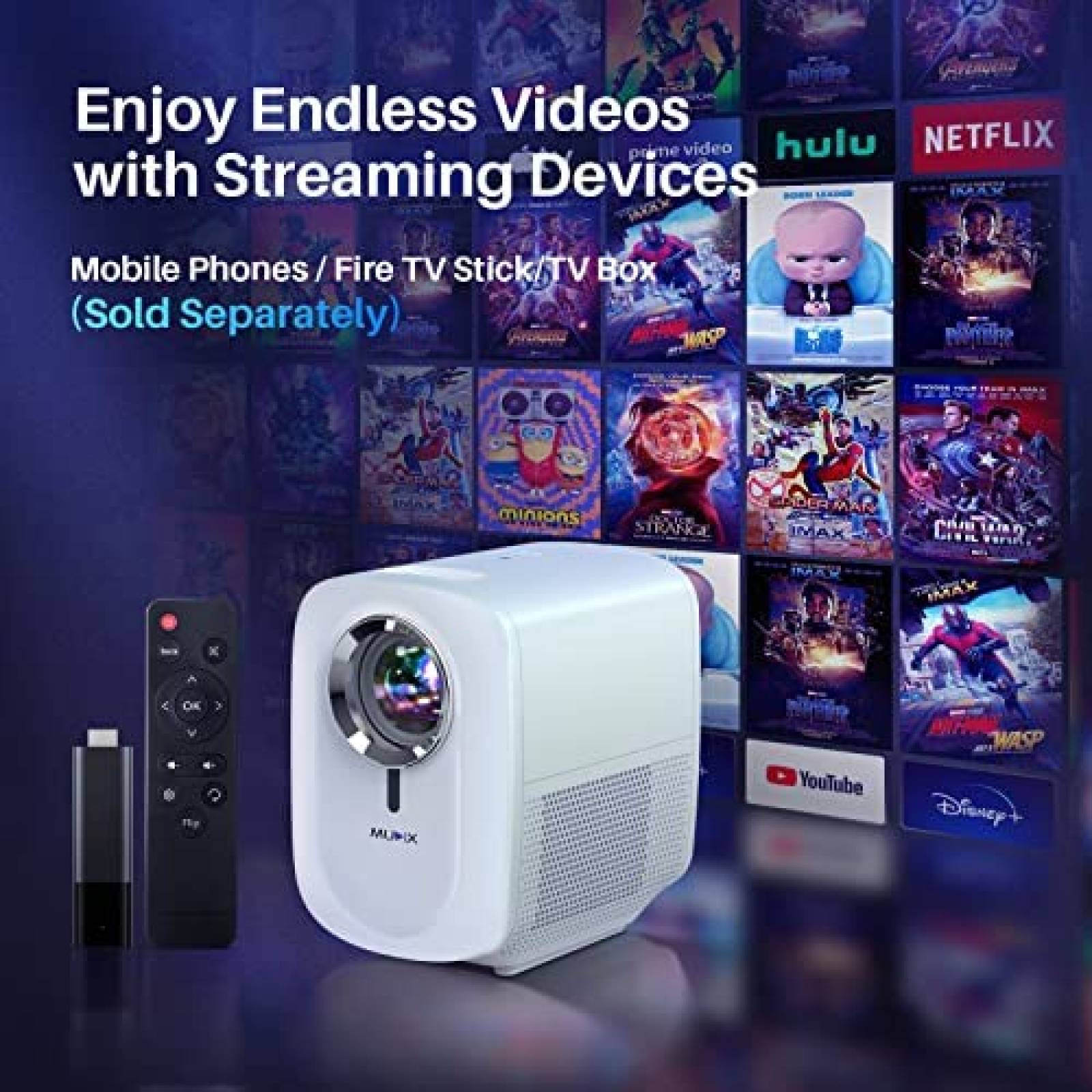 Proyector De Video MUDIX Portable 1080P 12500 Lumens -Blanco