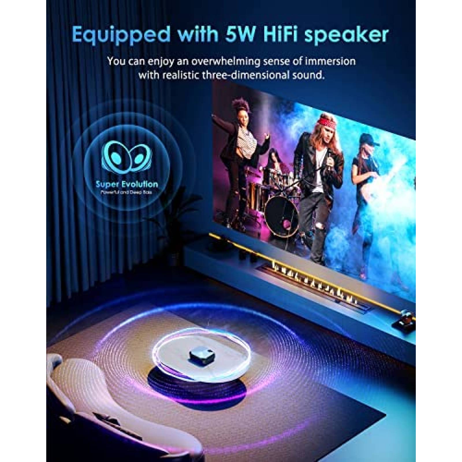 Proyector YOWHICK 10000 Lumenes FHD 1080p WiFi 4K -Negro
