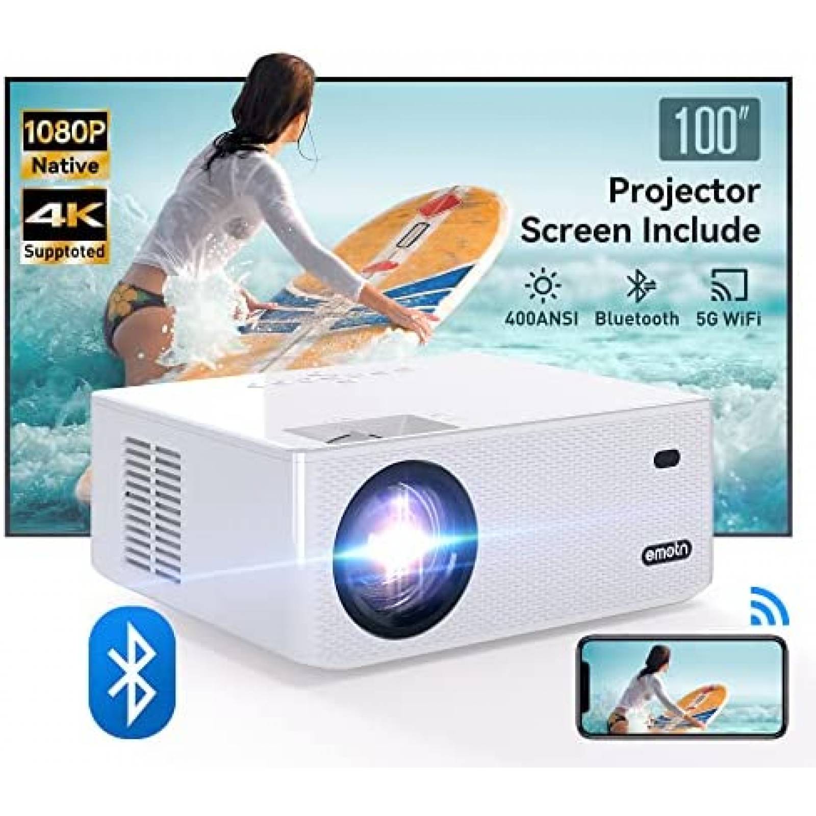 Proyector Emotn O1 400 ANSI Lumenes 1080p 4K 300'' -Blanco