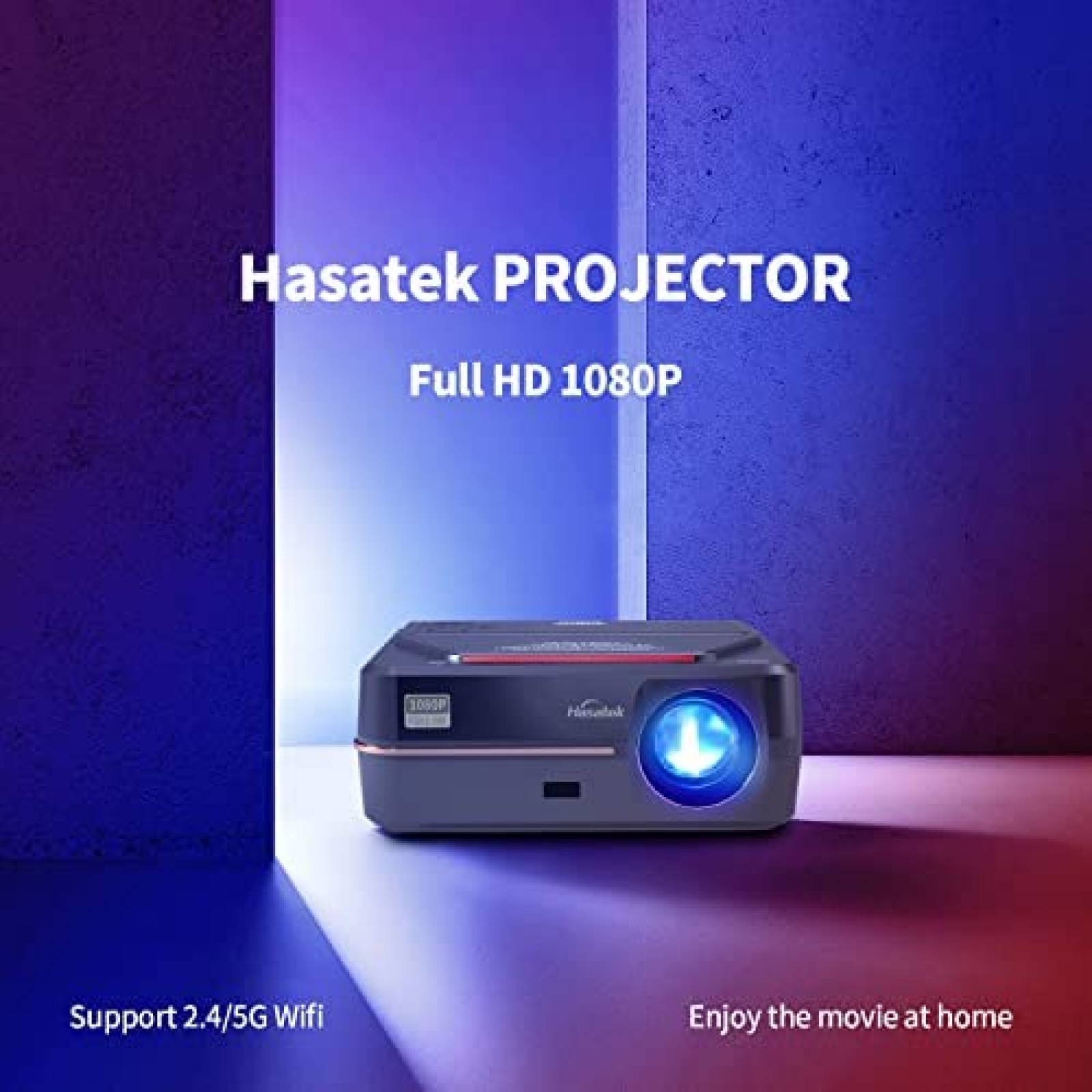 Proyector Hasatek 400 ANSI Lumenes 4K HD 1080p WiFi -Negro