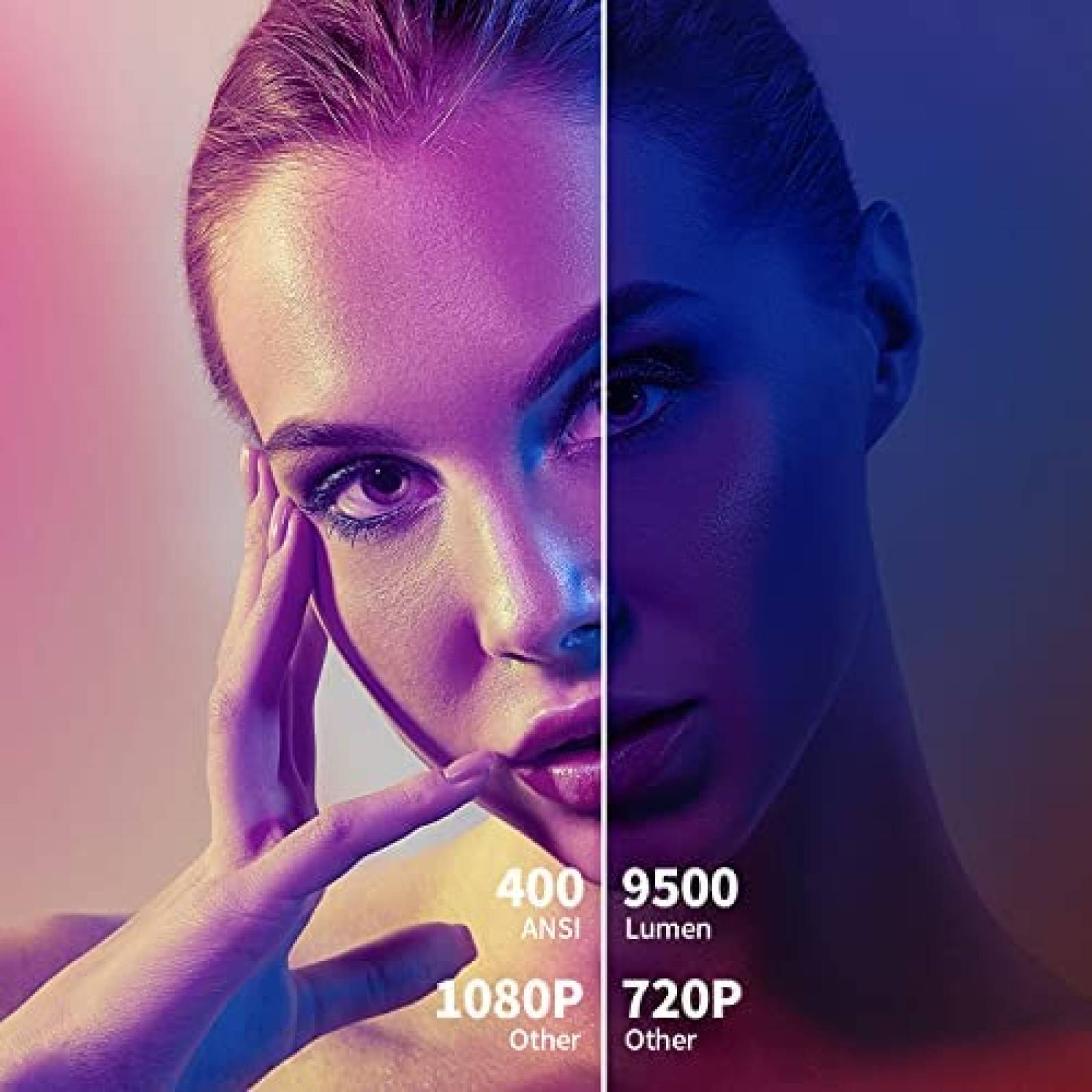 Proyector Hasatek 400 ANSI Lumenes 4K HD 1080p WiFi -Negro