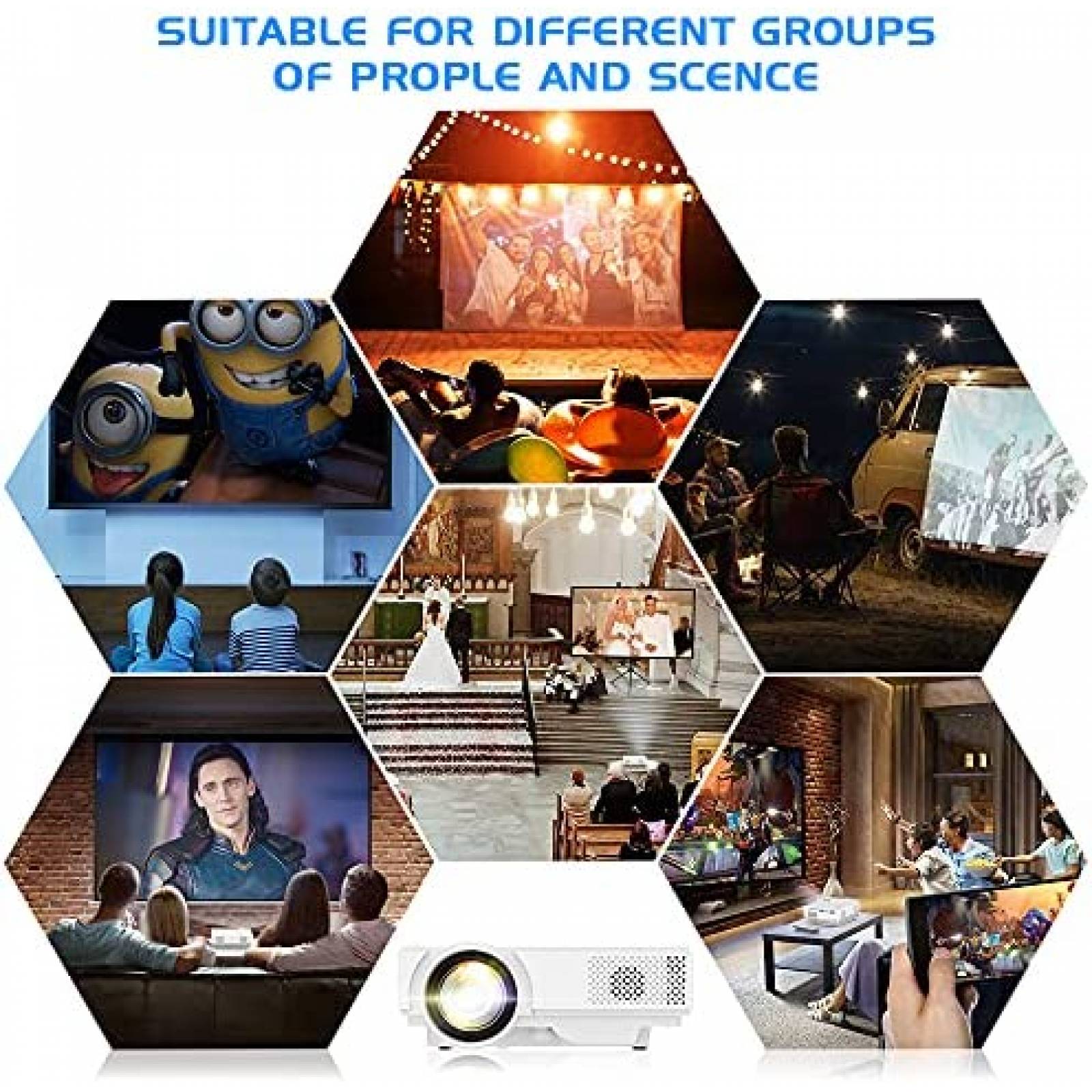 Proyector De Video NISOO Portable 1080P USB -Blanco