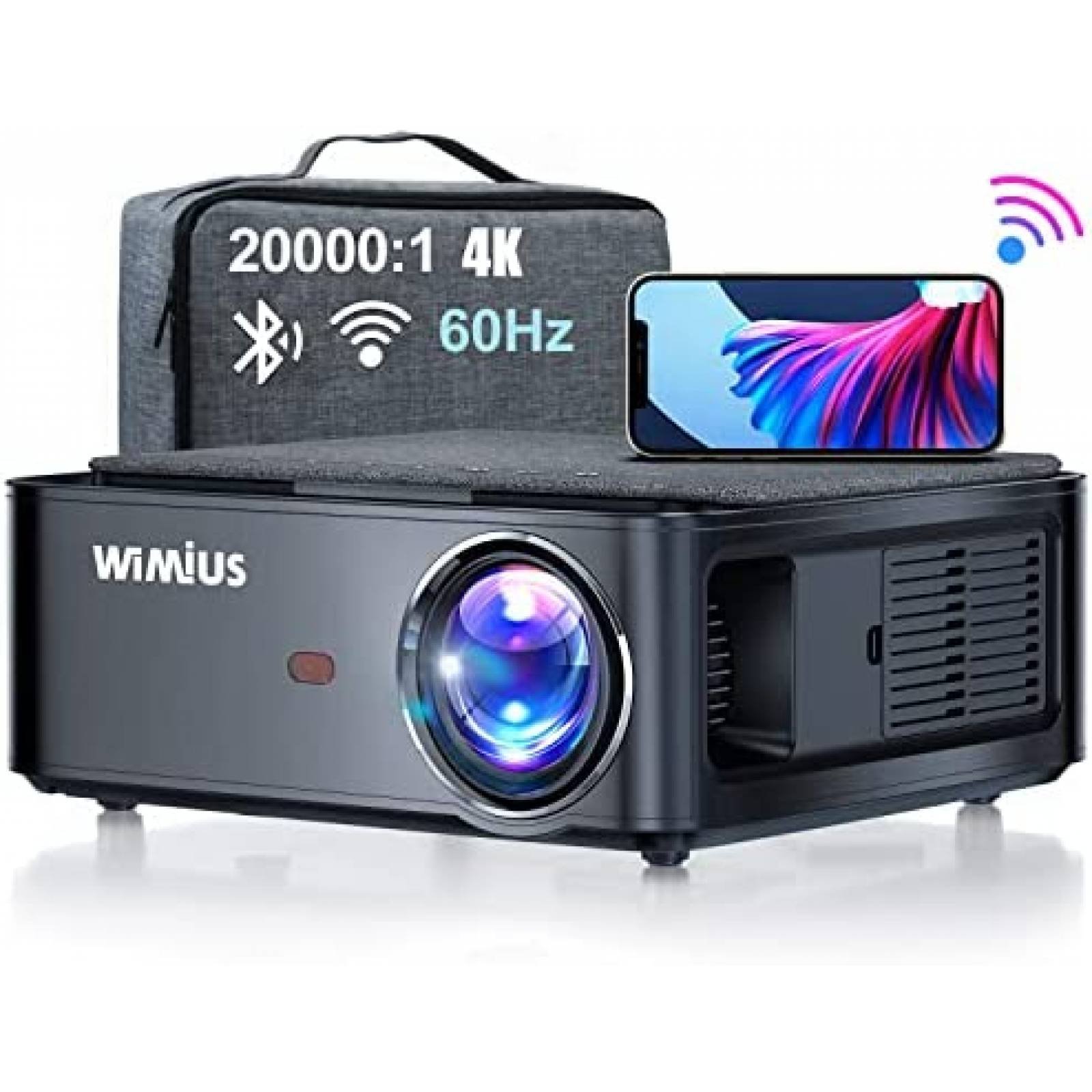Proyector WiMiUS 450 ANSI 15000 Lumenes 1080p 4K -Negro