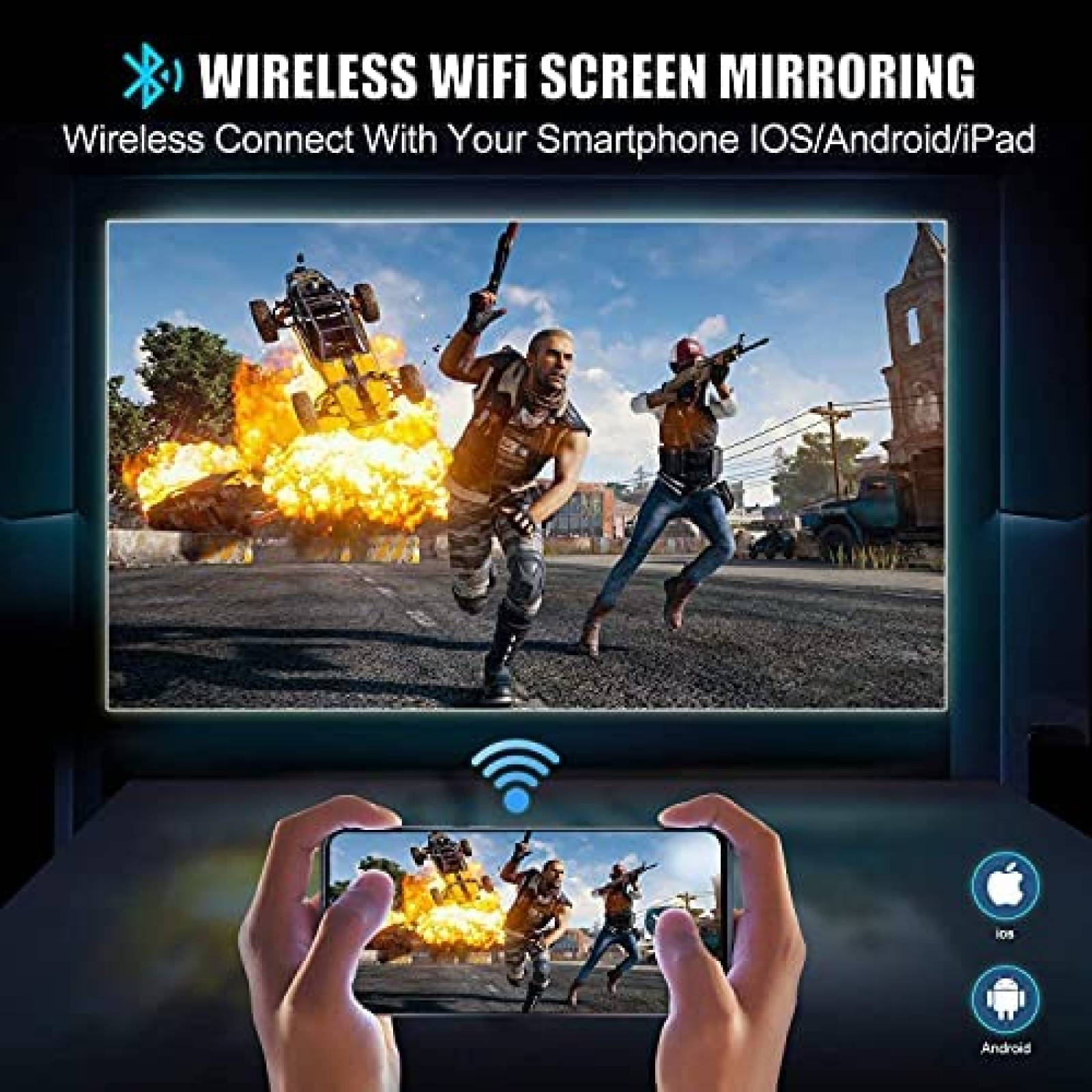 Proyector WiMiUS 450 ANSI 15000 Lumenes 1080p 4K -Negro