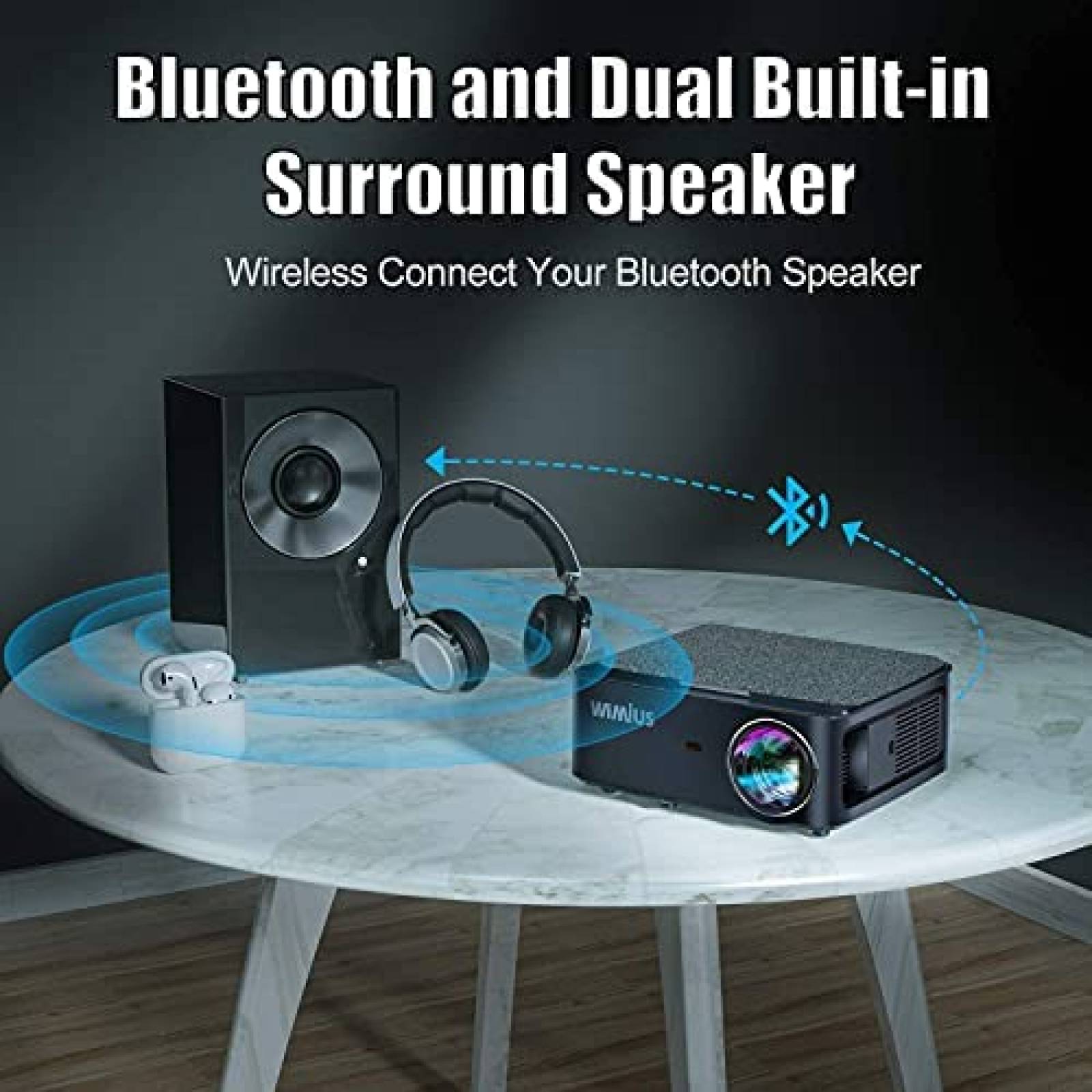 Proyector WiMiUS 450 ANSI 15000 Lumenes 1080p 4K -Negro