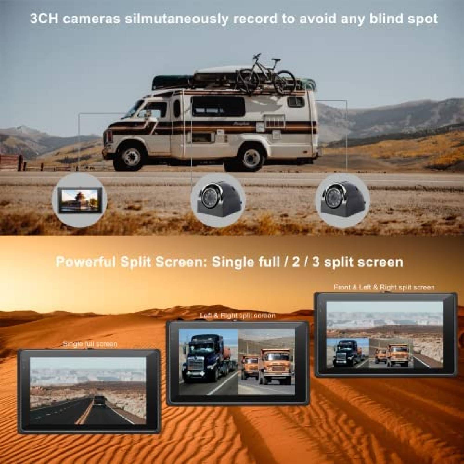 Kit de Camaras VSYSTO Para Camion Con Monitor -Negro