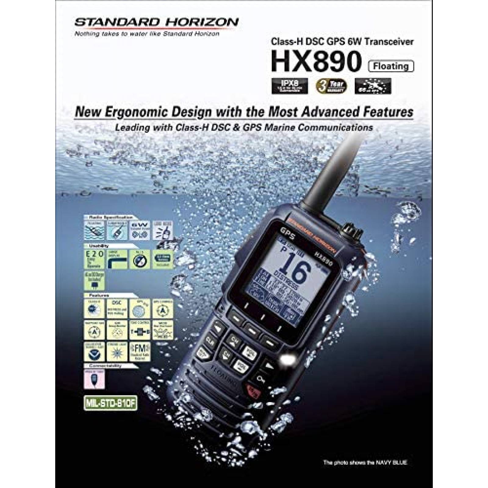 Radio Portatil Standard HX890 Dos Vias Resistente al Agua