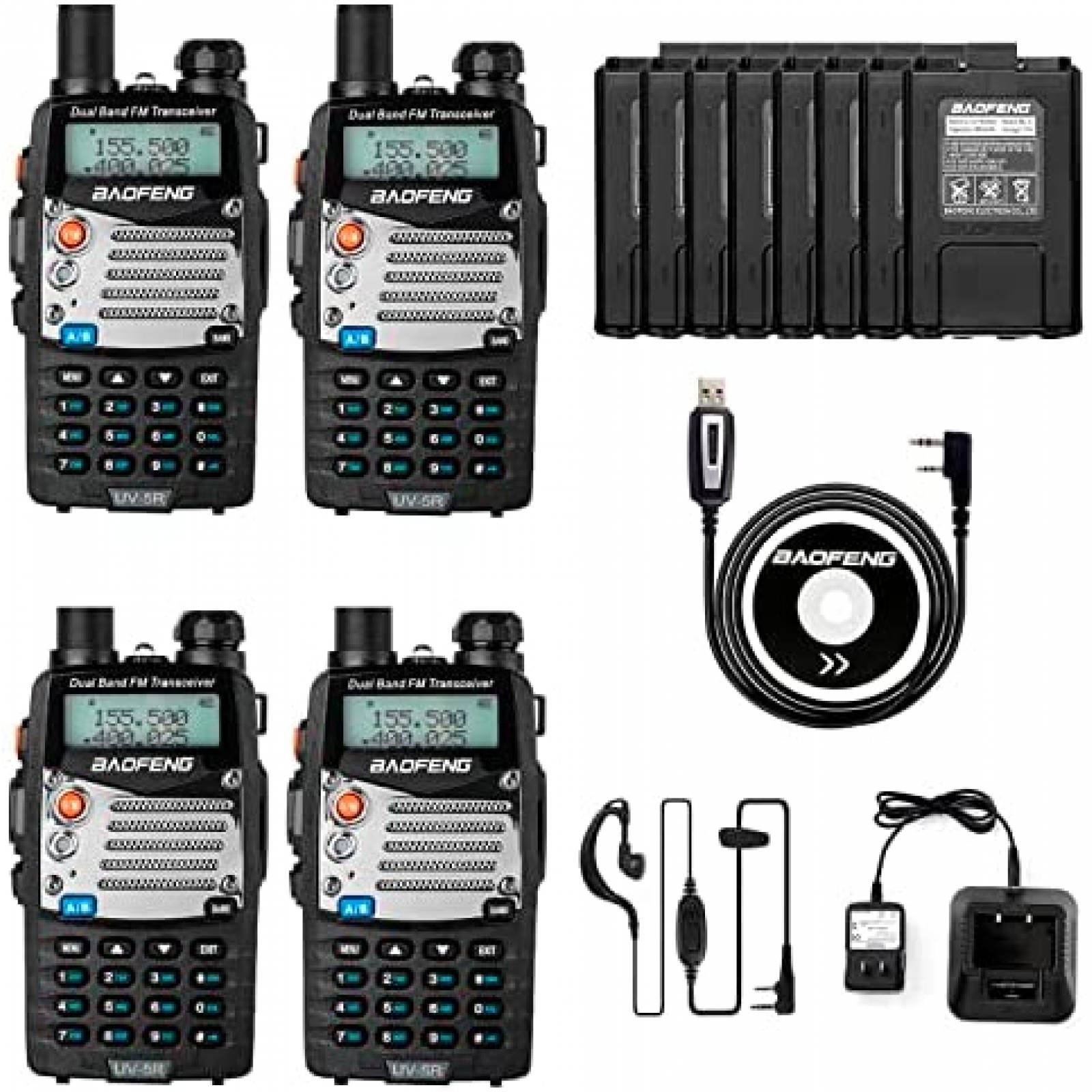 Radio BAOFENG UV-5R 2 Vias con Cable Programacion 4 Piezas