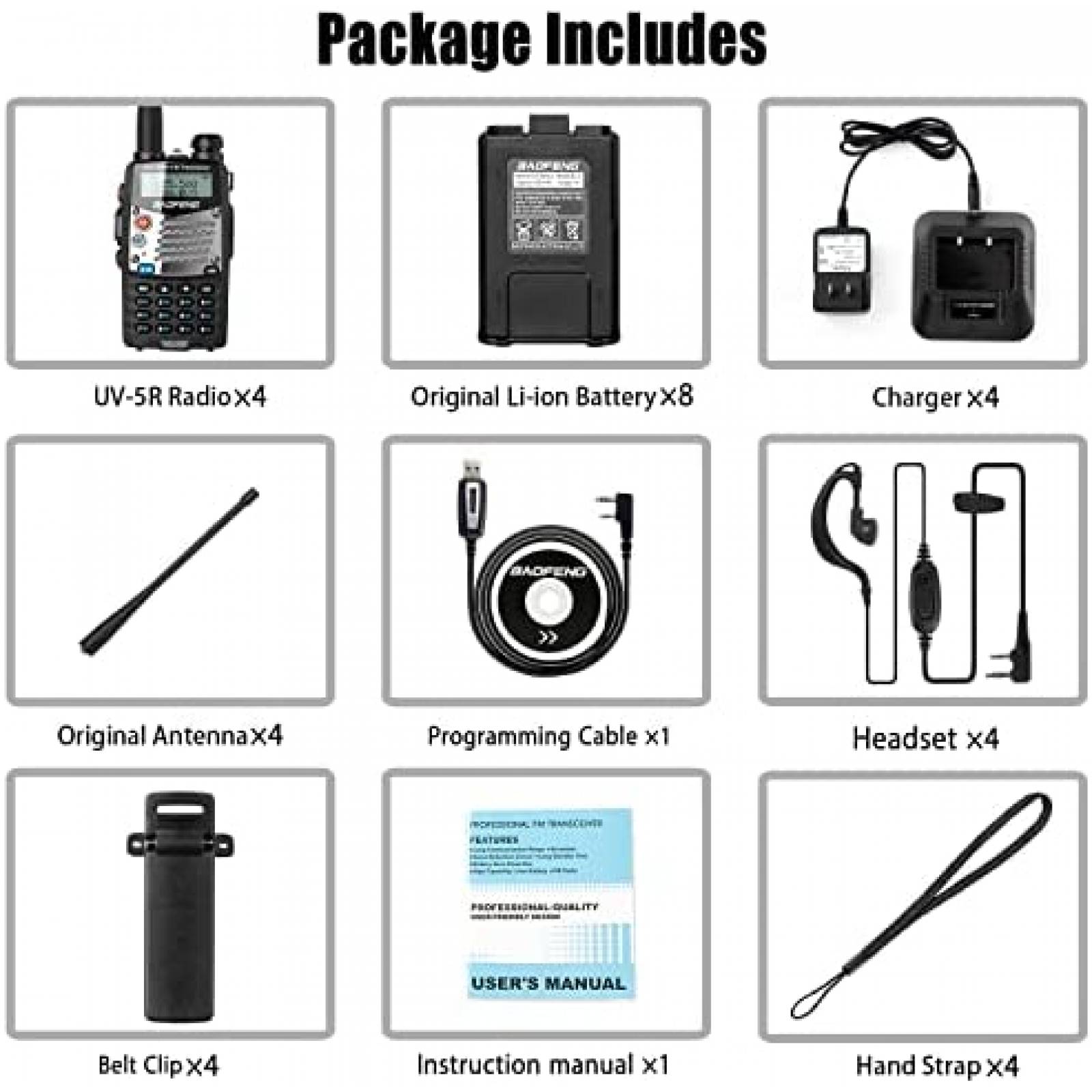 Radio BAOFENG UV-5R 2 Vias con Cable Programacion 4 Piezas