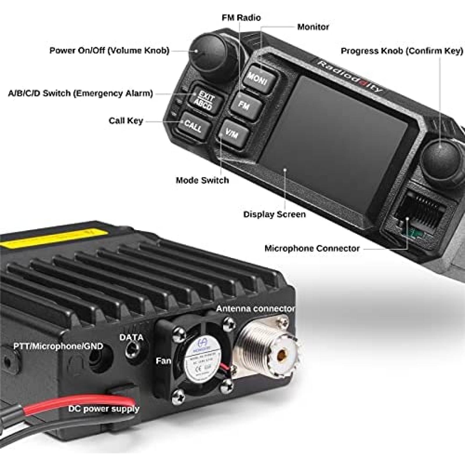Radio Radioddity DB25-G 2 Vias GMRS 25W Receptor de Escaneo