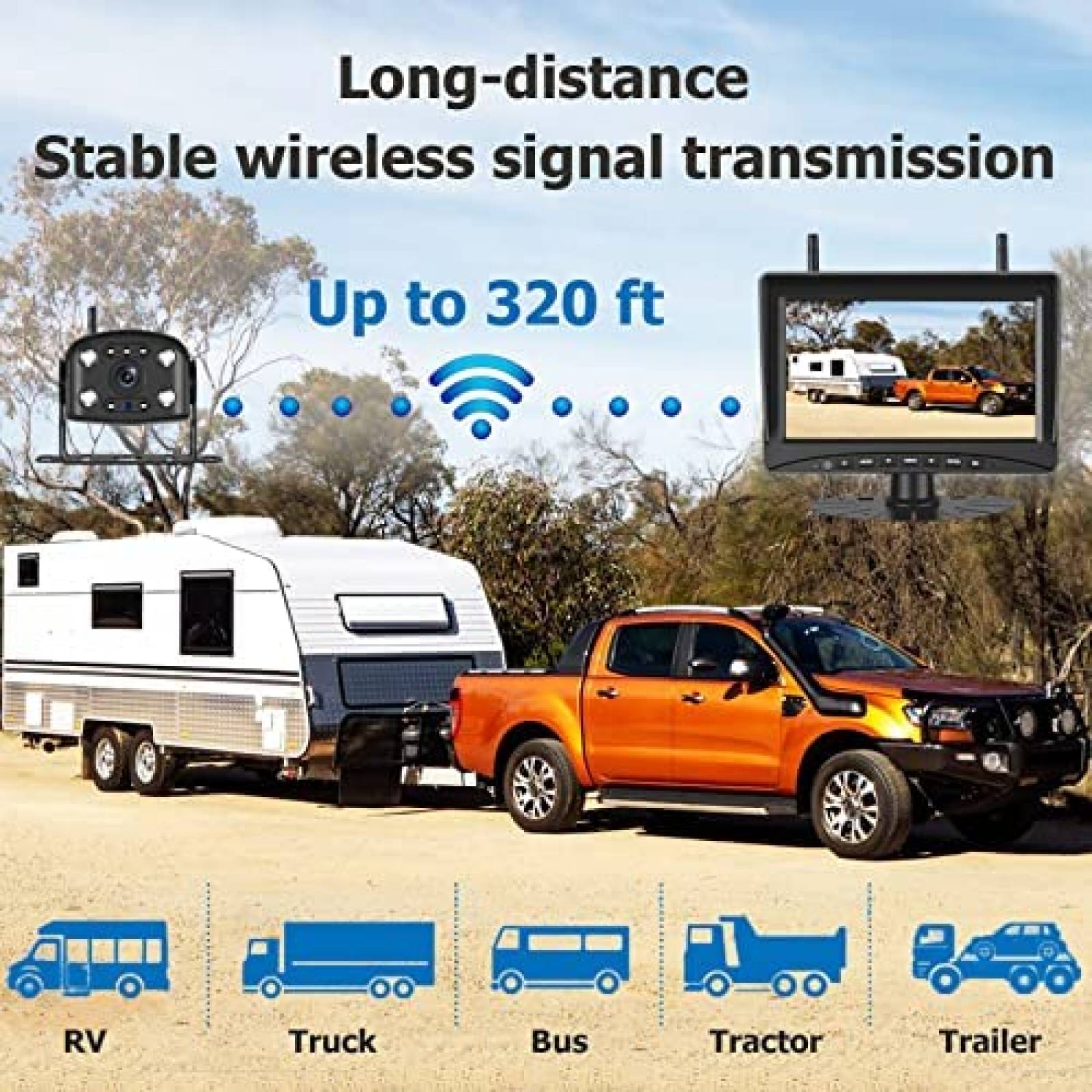 Camara de Reversa KOBANOICA Para Camion HD 1080p Monitor