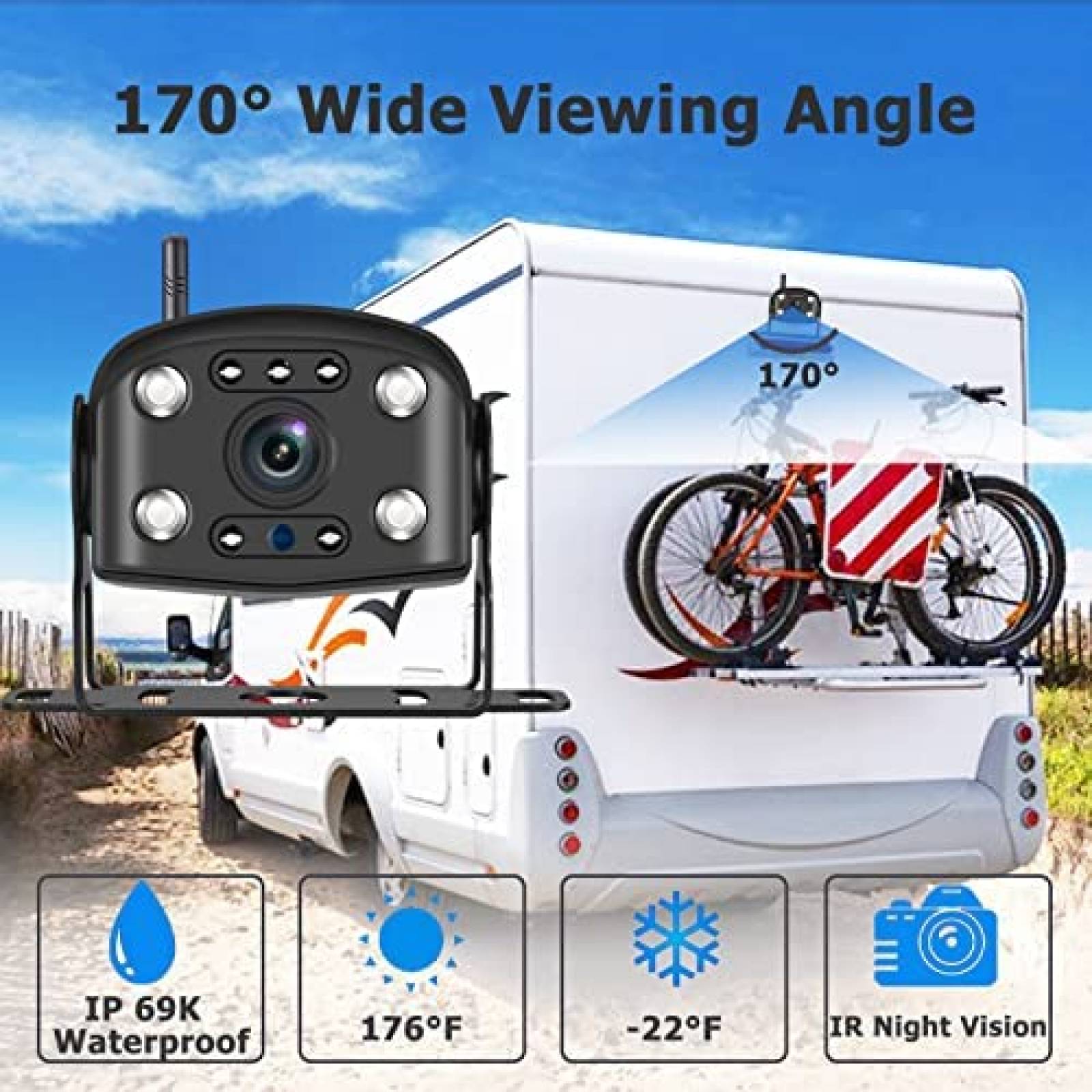 Camara de Reversa KOBANOICA Para Camion HD 1080p Monitor