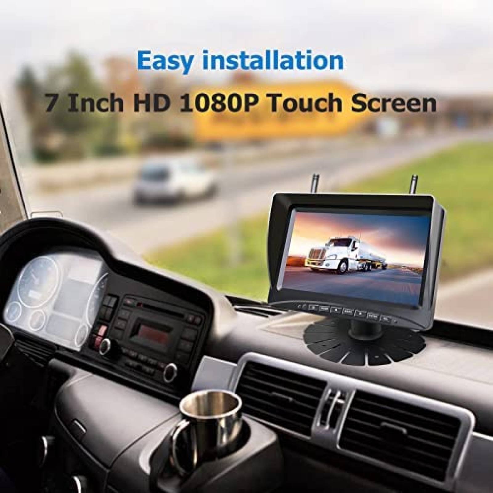 Camara de Reversa KOBANOICA Para Camion HD 1080p Monitor