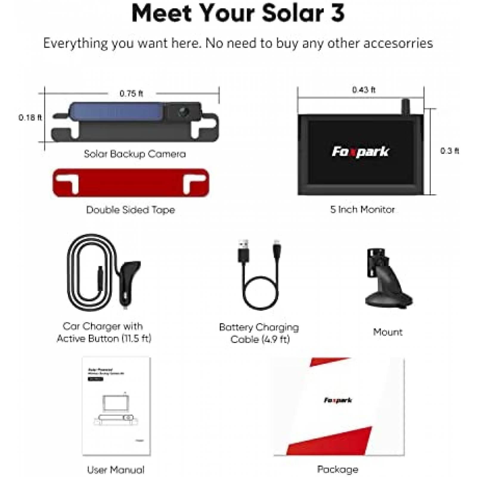 Camara Para Auto Foxpark Solar Inalambrica 1080P -Negro