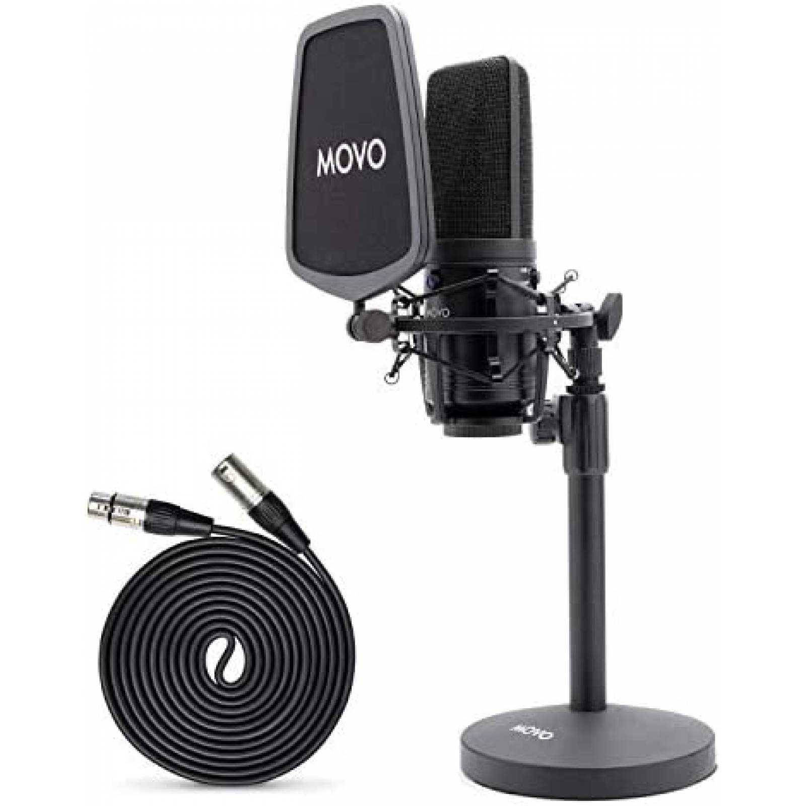 Microfono Condensandor MOVO VSM-7 Dinamico Filtro POP -Negro