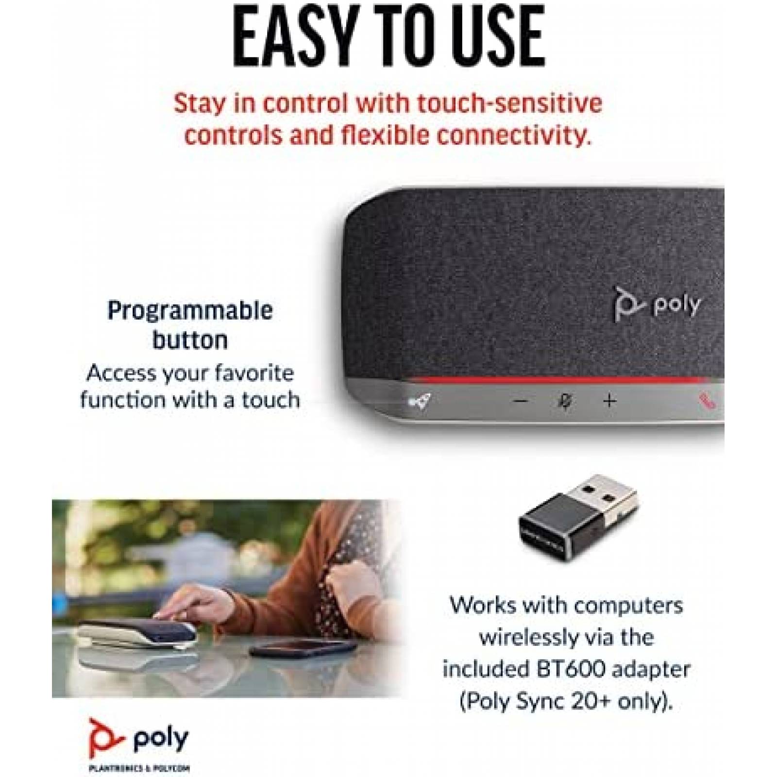 Altavoz Poly Sync 20+ USB-A Portatil Inalambrico Bluetooth