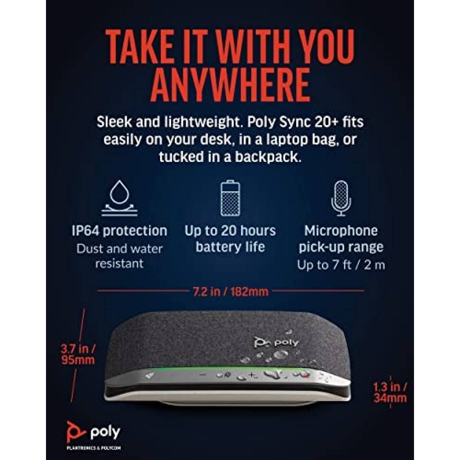 Altavoz Poly Sync 20+ USB-A Portatil Inalambrico Bluetooth