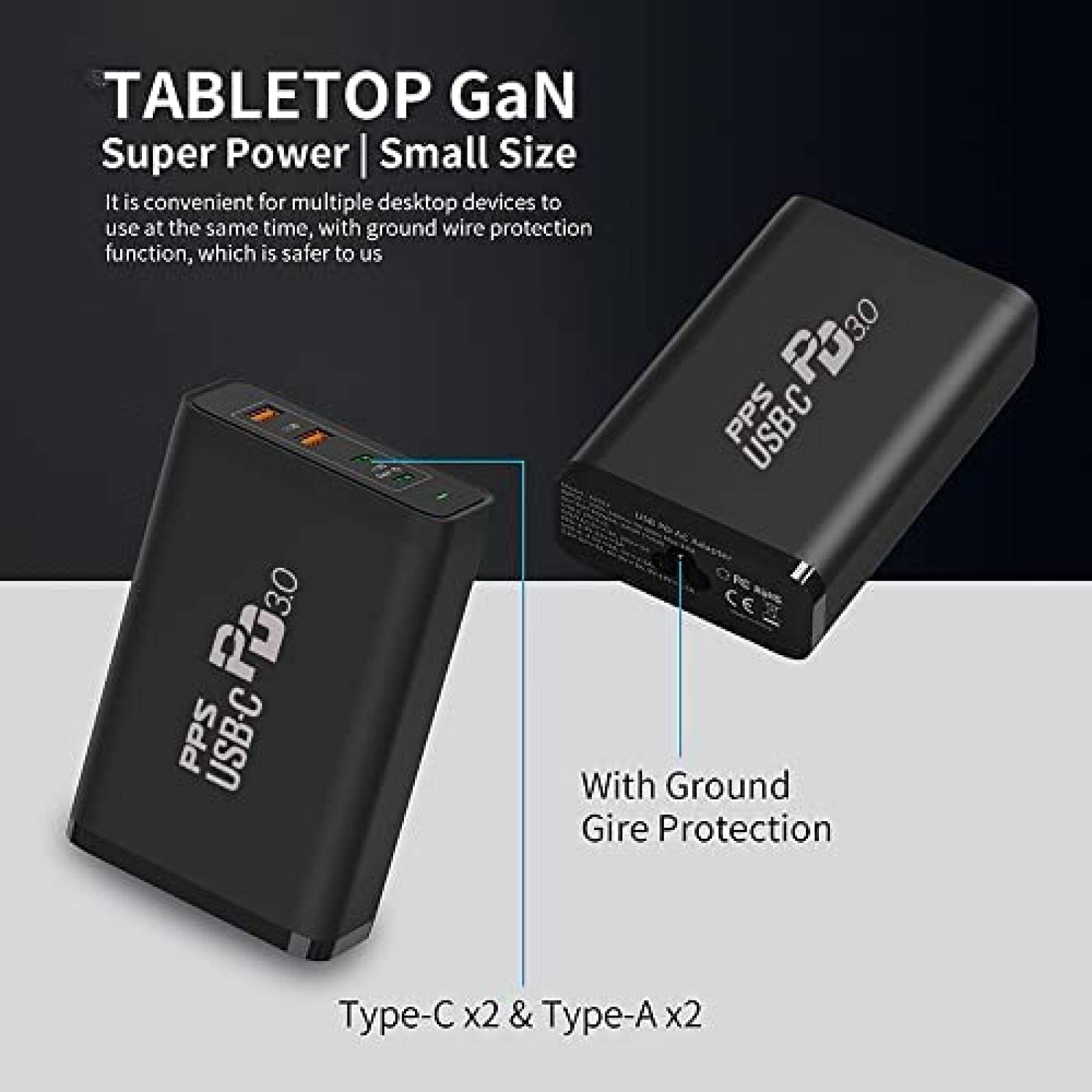 Cargador Multiple CHIPOFY 245W Usb-C Carga Rapida -Negro