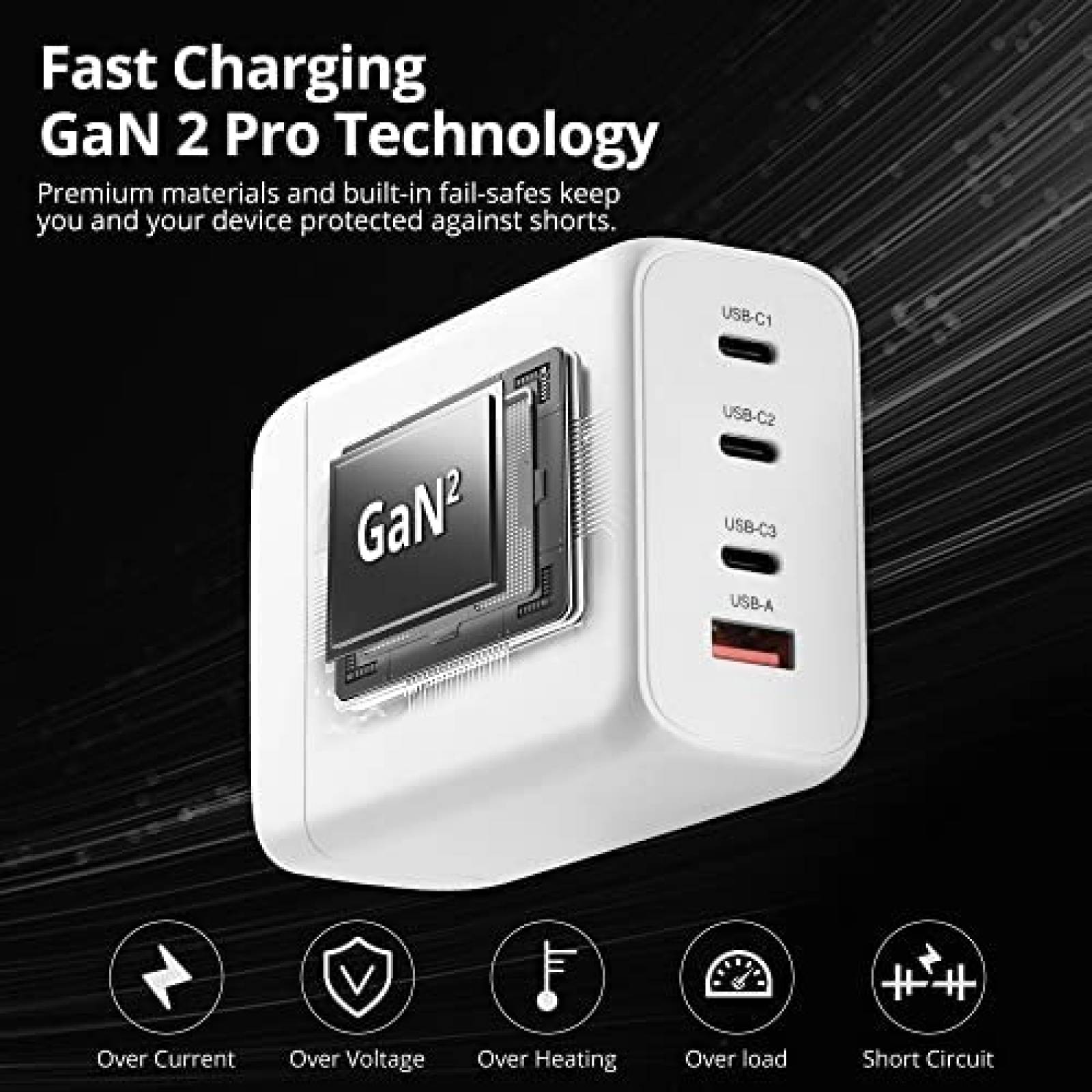 Cargador USB SIIG 200W GaN 4 Puertos Carga Rapida -Blanco