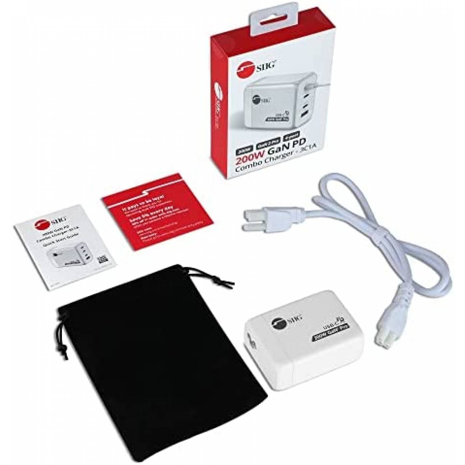 Cargador USB SIIG 200W GaN 4 Puertos Carga Rapida -Blanco