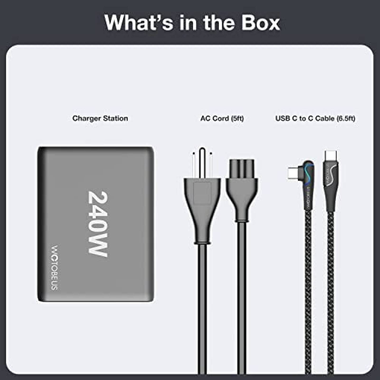 Cargador de Pared WOTOBEUS 100W USBC 5 Puertos -Negro