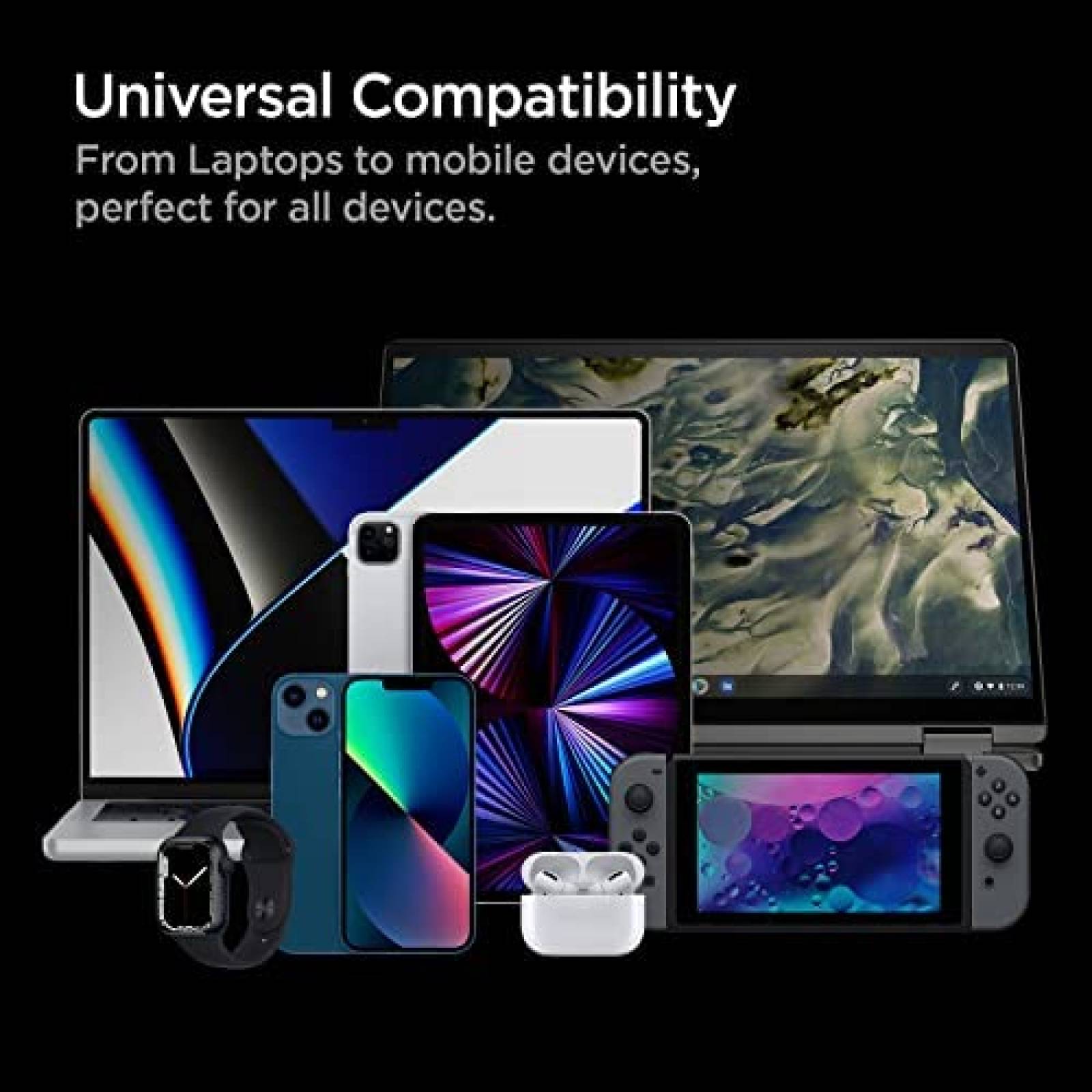 Cargador USB Spigen 120W AC 4 Puertos Carga Rapida -Negro