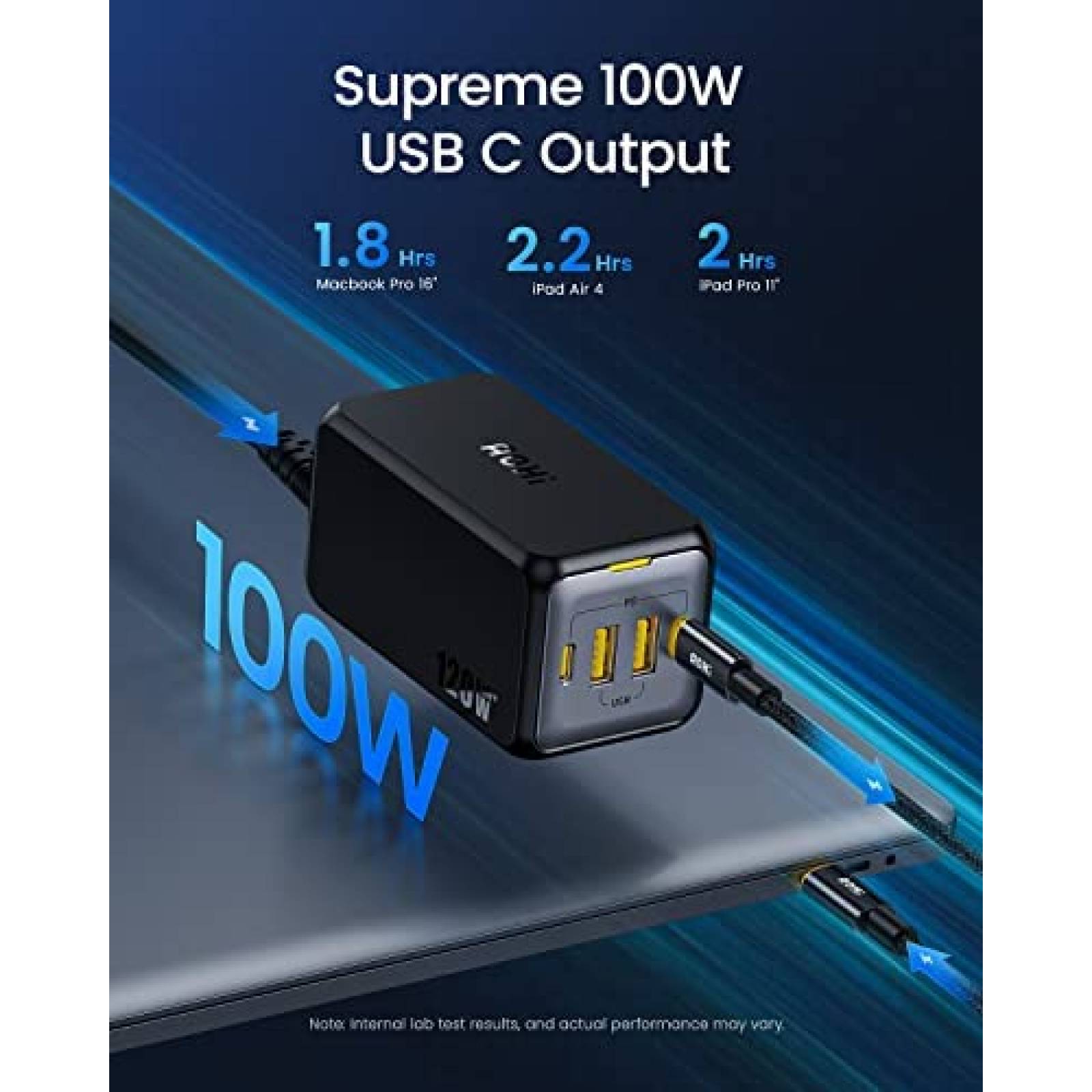 Cargador Multiple AOHI 120W Usb-C 4 Puertos Compacto -Negro